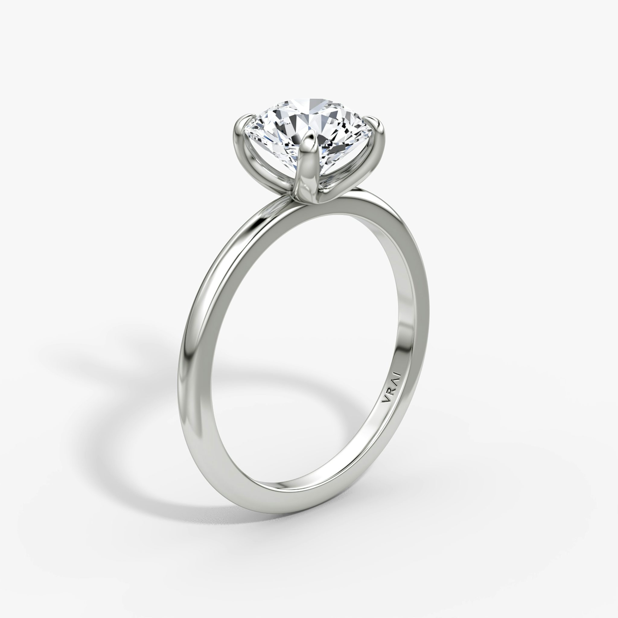 The Classic | Round Brilliant | 18k | White Gold | bandAccent: Plain | bandWidth: standard | caratWeight: 1.0ct | diamondOrientation: vertical