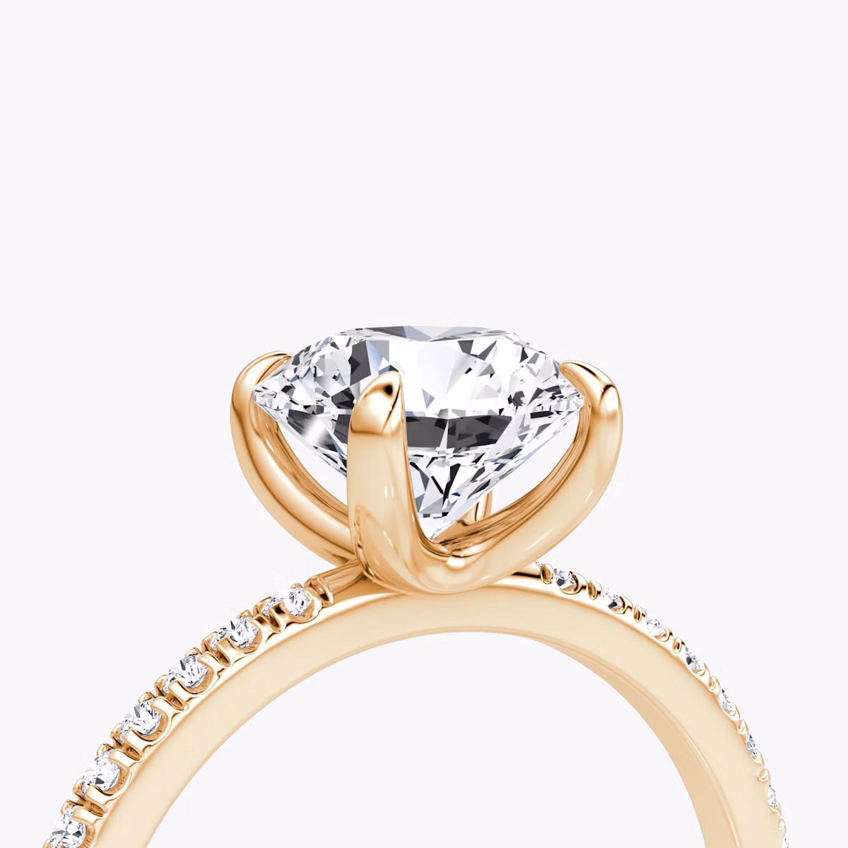 The Classic | Round Brilliant | 14k | Rose Gold | bandAccent: Pavé | bandWidth: standard | caratWeight: 1.0ct | diamondOrientation: vertical