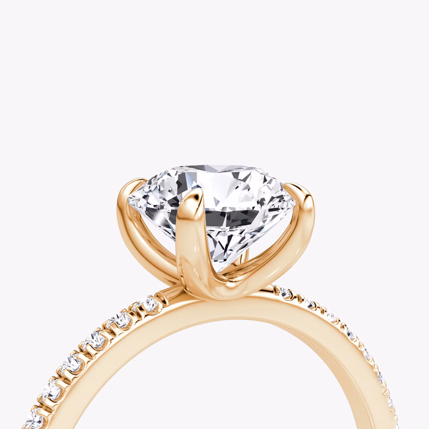 The Classic | Round Brilliant | 14k | Rose Gold | bandAccent: Pavé | bandWidth: standard | caratWeight: 1.5ct | diamondOrientation: vertical