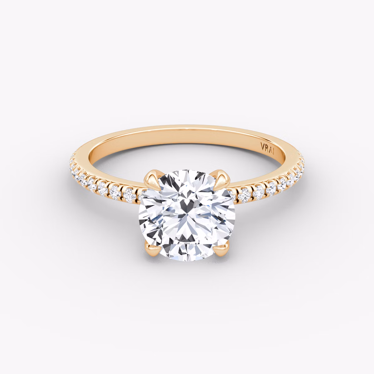 The Classic | Round Brilliant | 14k | Rose Gold | bandAccent: Pavé | bandWidth: standard | caratWeight: 1.0ct | diamondOrientation: vertical