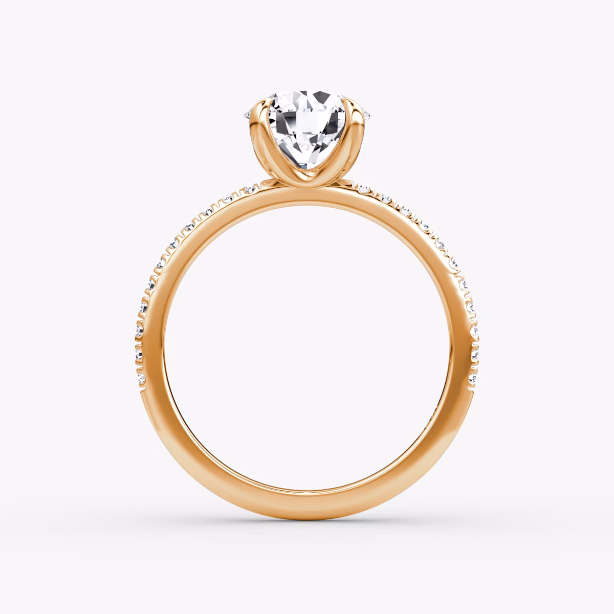 The Classic | Round Brilliant | 14k | Rose Gold | bandAccent: Pavé | bandWidth: standard | caratWeight: 1.0ct | diamondOrientation: vertical