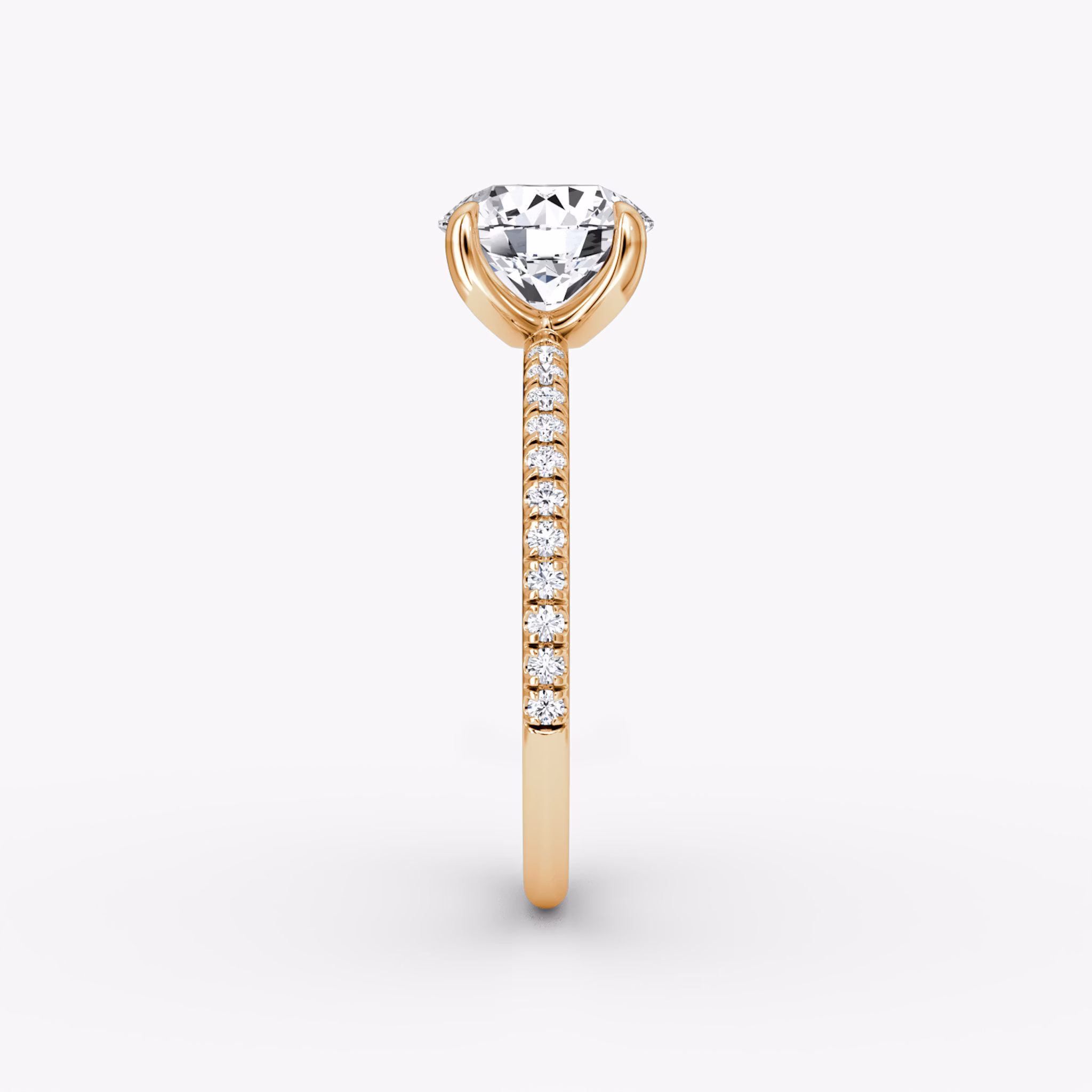 The Classic | Round Brilliant | 14k | Rose Gold | bandAccent: Pavé | bandWidth: standard | caratWeight: other | diamondOrientation: vertical