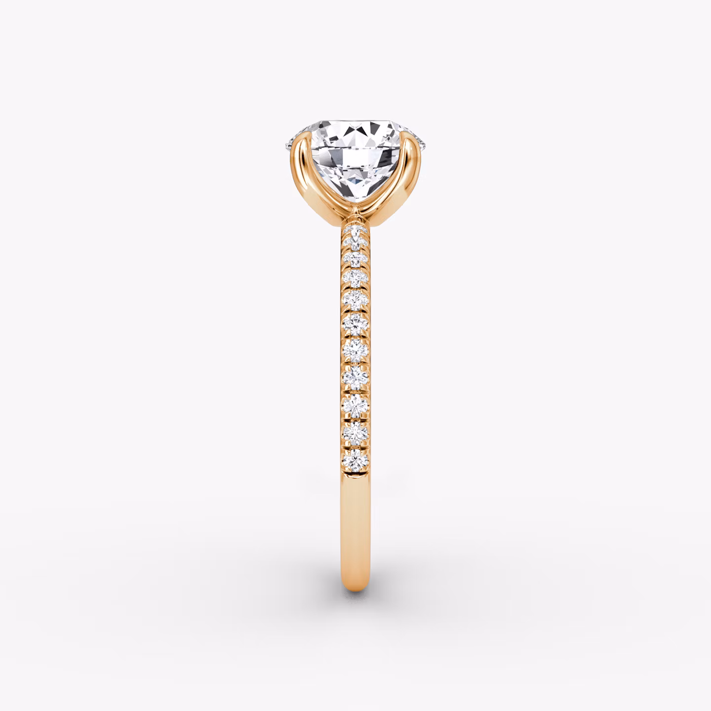 The Classic | Round Brilliant | 14k | Rose Gold | bandAccent: Pavé | bandWidth: standard | caratWeight: 1.5ct | diamondOrientation: vertical