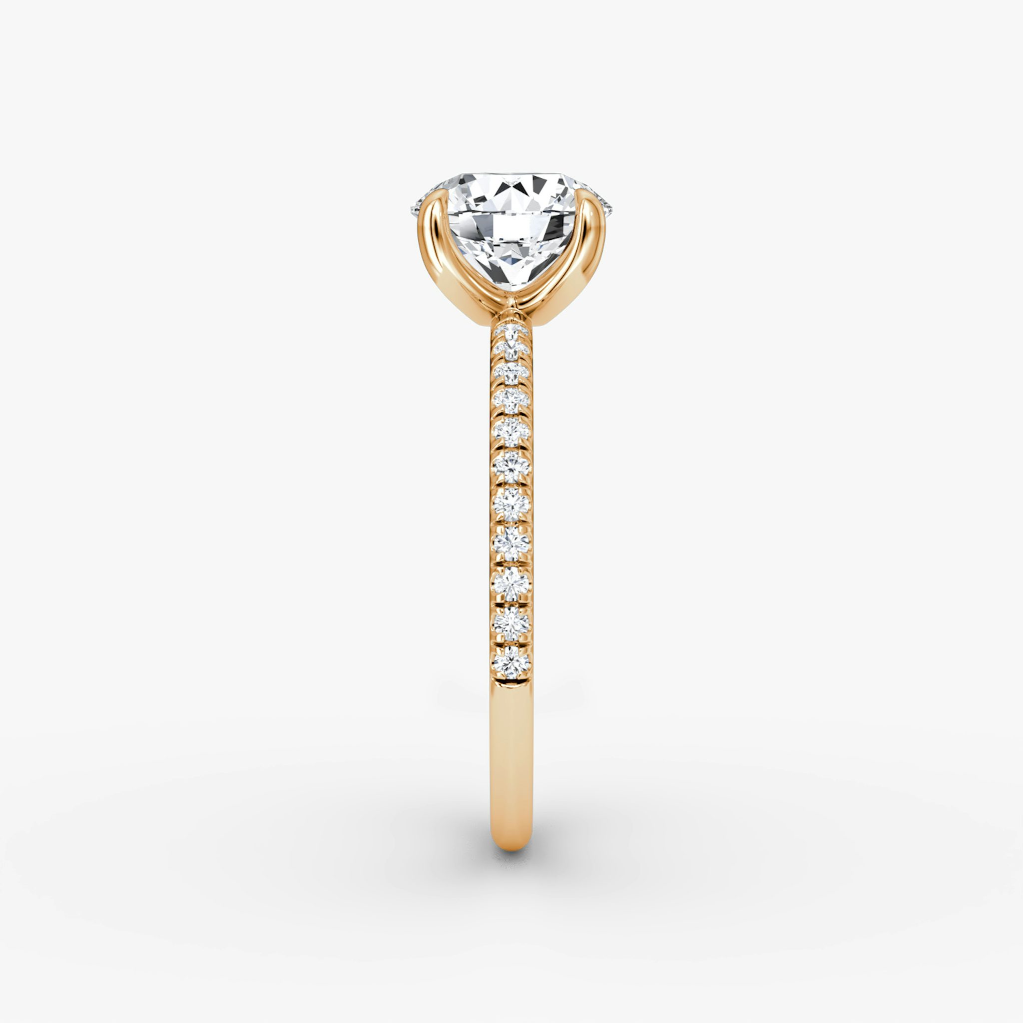 The Classic | Round Brilliant | 14k | Rose Gold | bandAccent: Pavé | bandWidth: standard | caratWeight: other | diamondOrientation: vertical