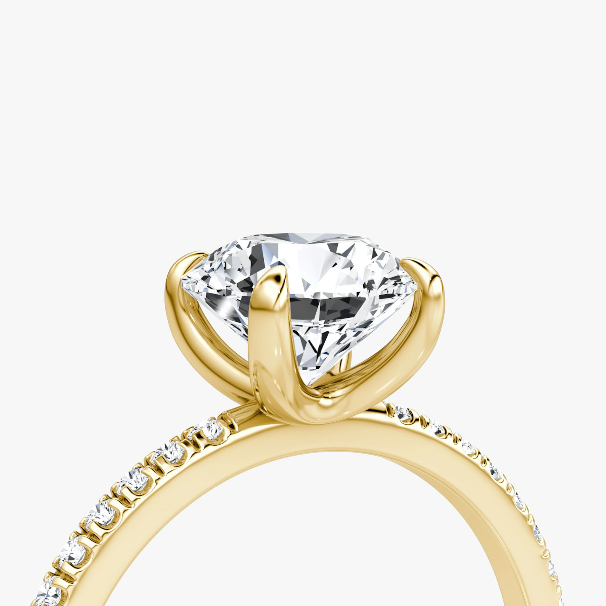 The Classic | Round Brilliant | 18k | Yellow Gold | bandAccent: Pavé | bandWidth: standard | caratWeight: other | diamondOrientation: vertical