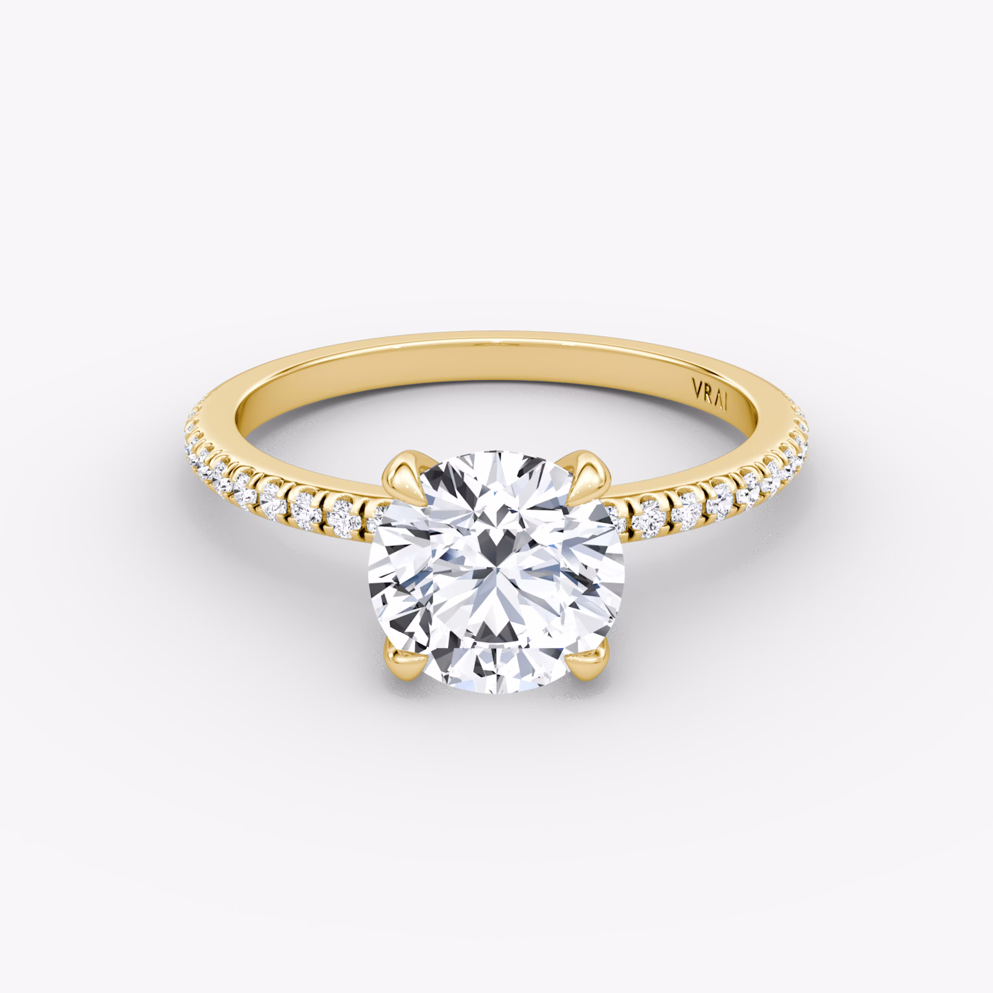 The Classic | Round Brilliant | 18k | Yellow Gold | bandAccent: Pavé | bandWidth: standard | caratWeight: other | diamondOrientation: vertical