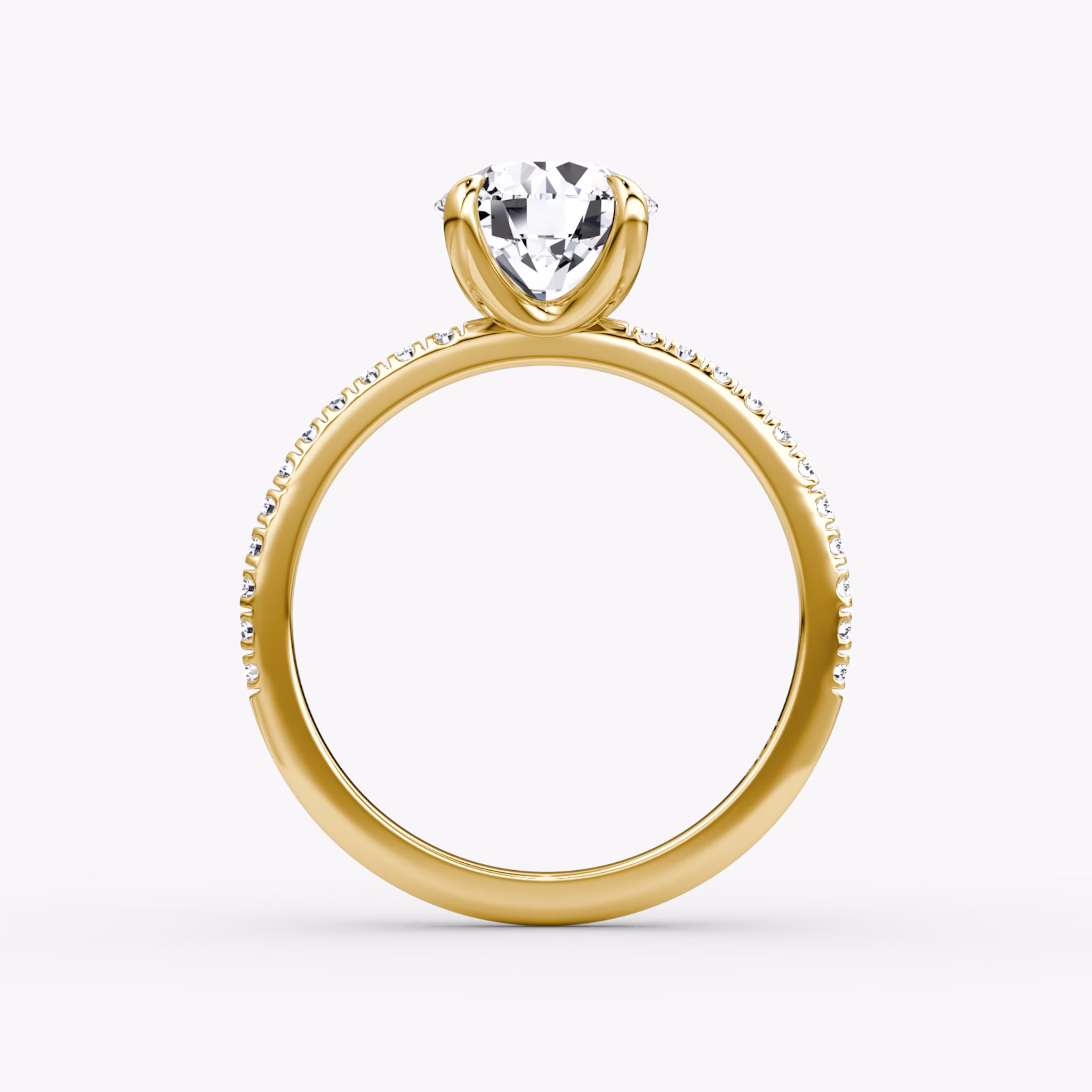 The Classic | Round Brilliant | 18k | Yellow Gold | bandAccent: Pavé | bandWidth: standard | caratWeight: other | diamondOrientation: vertical