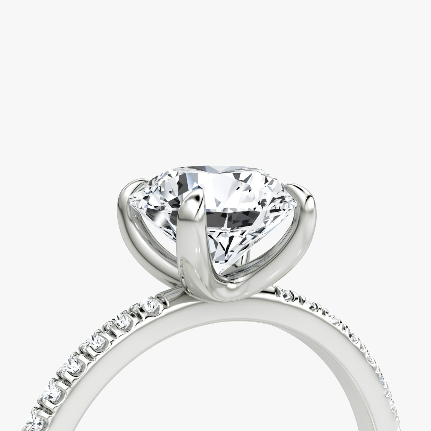 The Classic | Round Brilliant | Platinum | bandAccent: Pavé | bandWidth: standard | caratWeight: 1.5ct | diamondOrientation: vertical