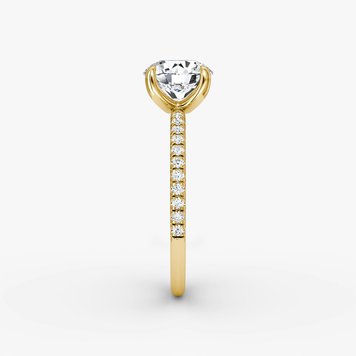 The Classic | Round Brilliant | 18k | Yellow Gold | bandAccent: Pavé | bandWidth: standard | caratWeight: other | diamondOrientation: vertical