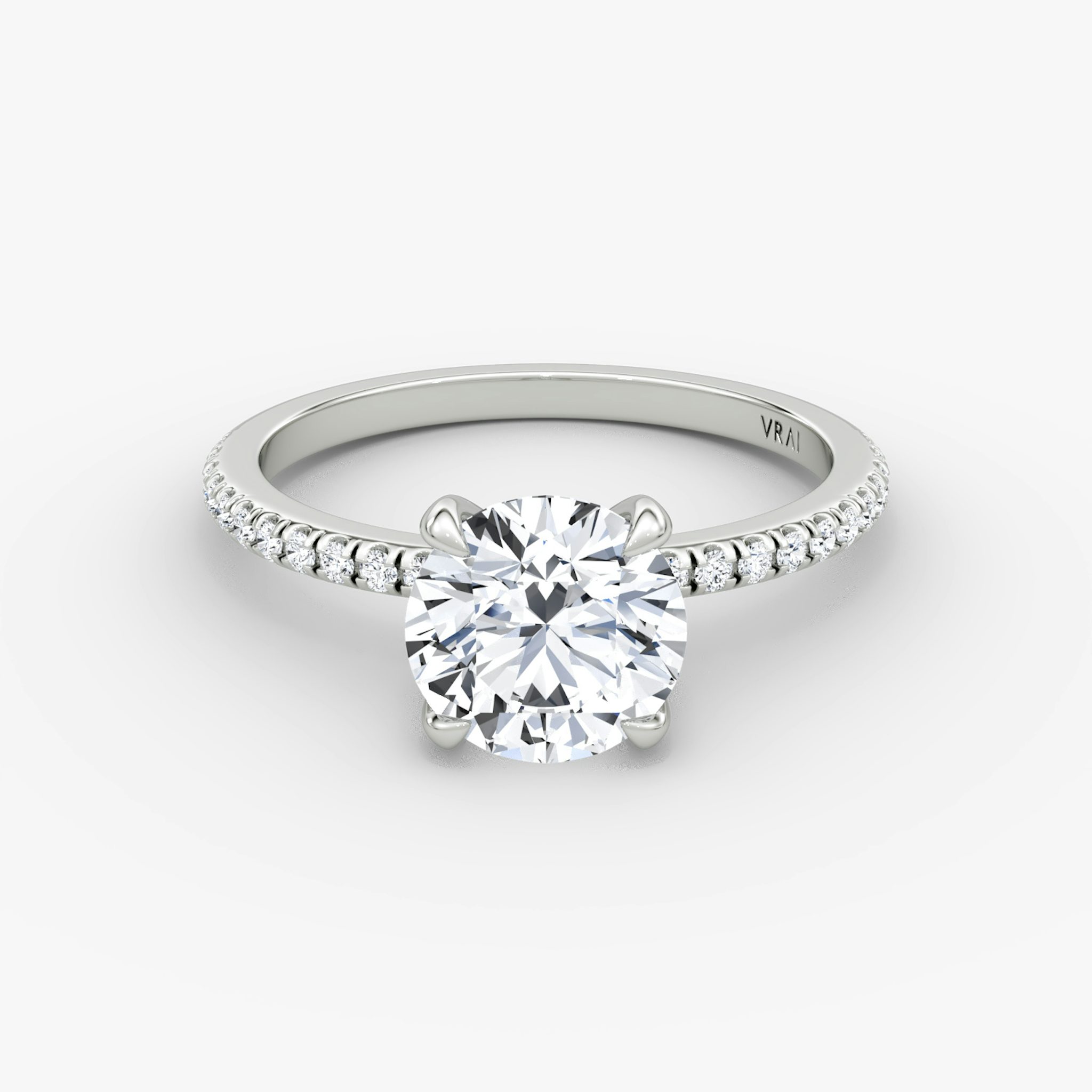 The Classic | Round Brilliant | Platinum | bandAccent: Pavé | bandWidth: standard | caratWeight: other | diamondOrientation: vertical
