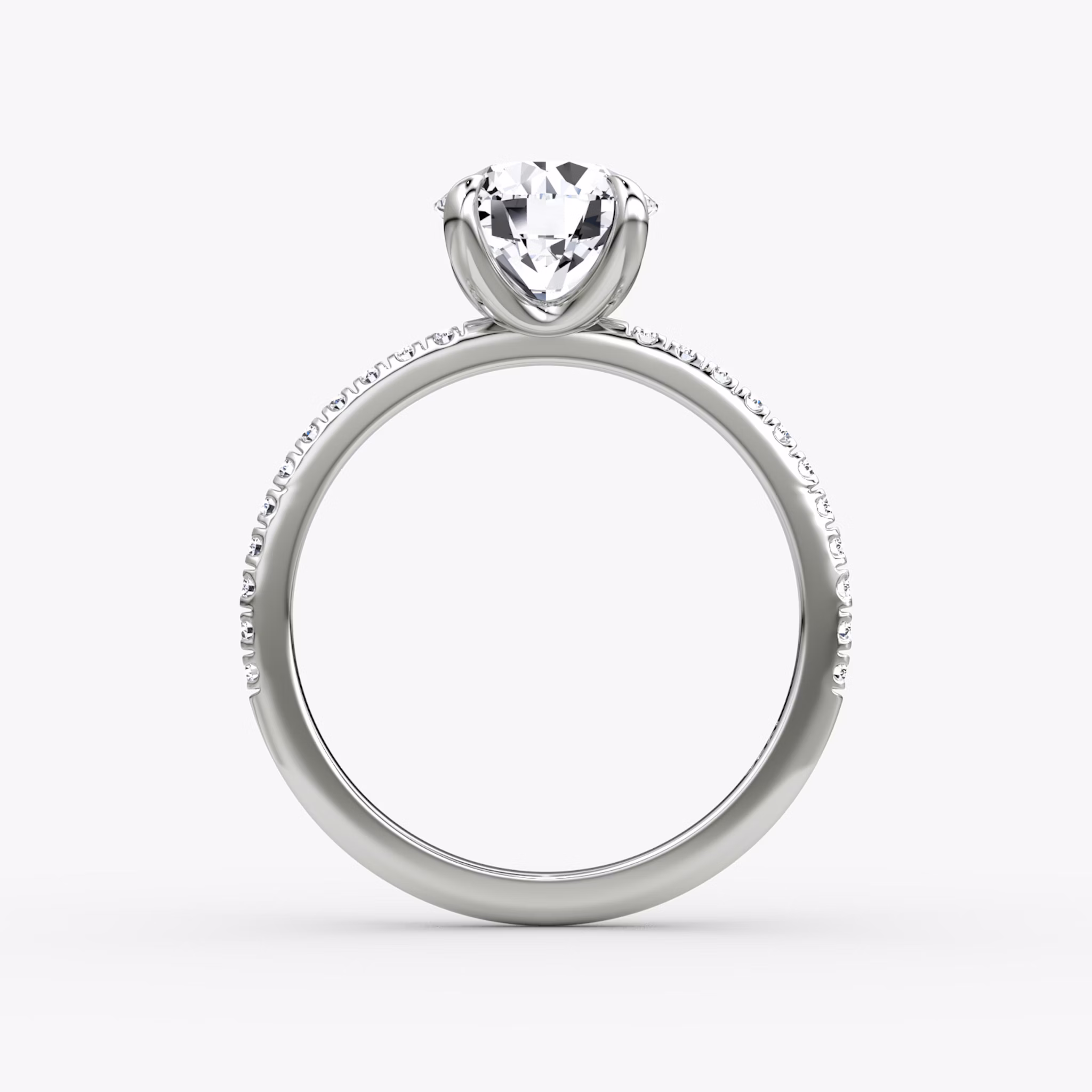 The Classic | Round Brilliant | Platinum | bandAccent: Plain | bandWidth: standard | caratWeight: 1.0ct | diamondOrientation: vertical
