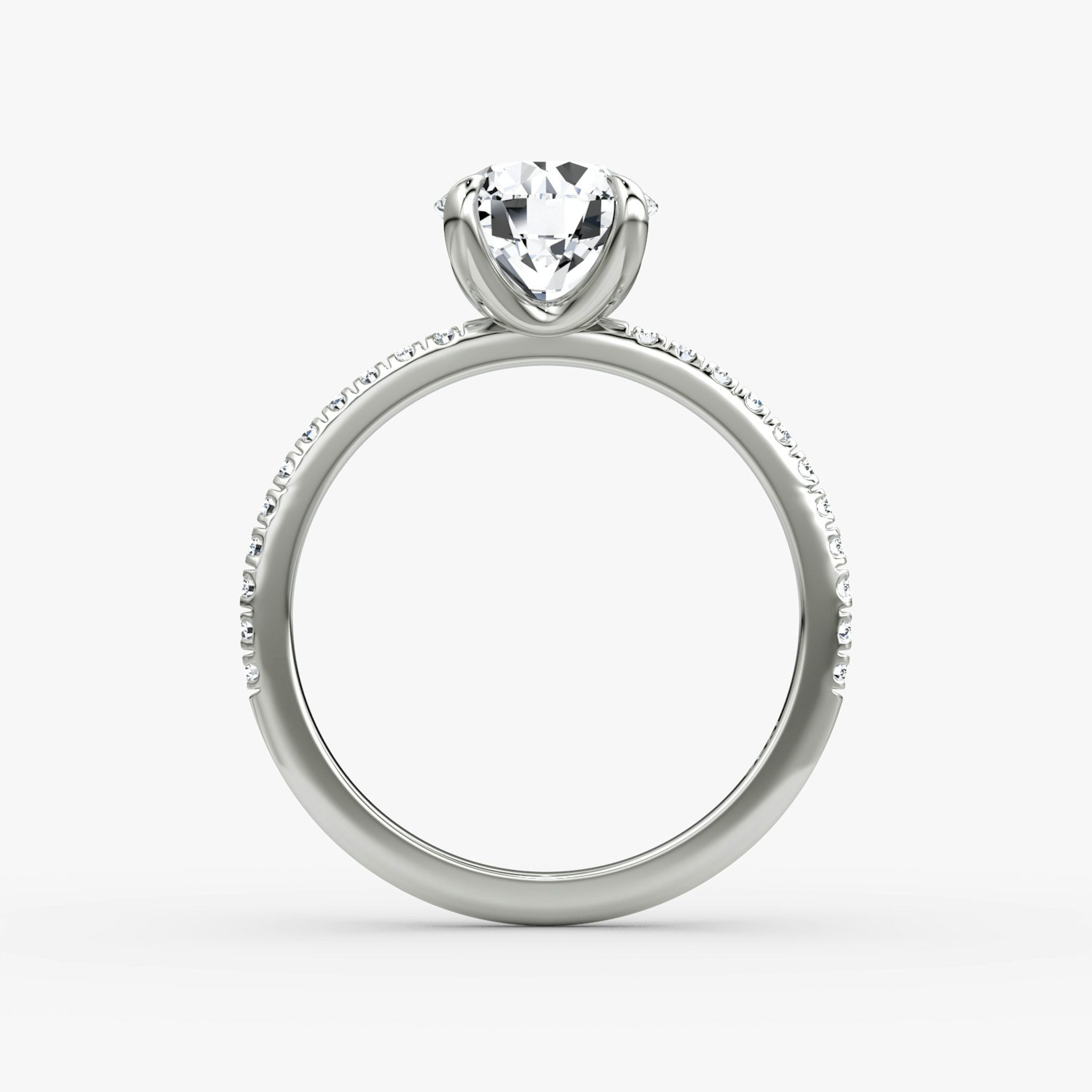 The Classic | Round Brilliant | Platinum | bandAccent: Plain | bandWidth: standard | caratWeight: 1.0ct | diamondOrientation: vertical
