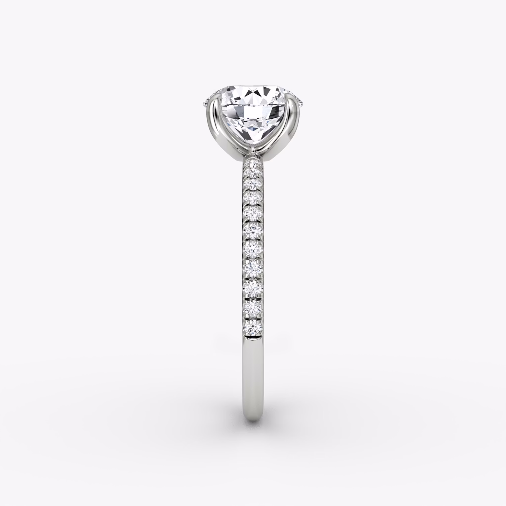The Classic | Round Brilliant | Platinum | bandAccent: Plain | bandWidth: standard | caratWeight: 1.0ct | diamondOrientation: vertical