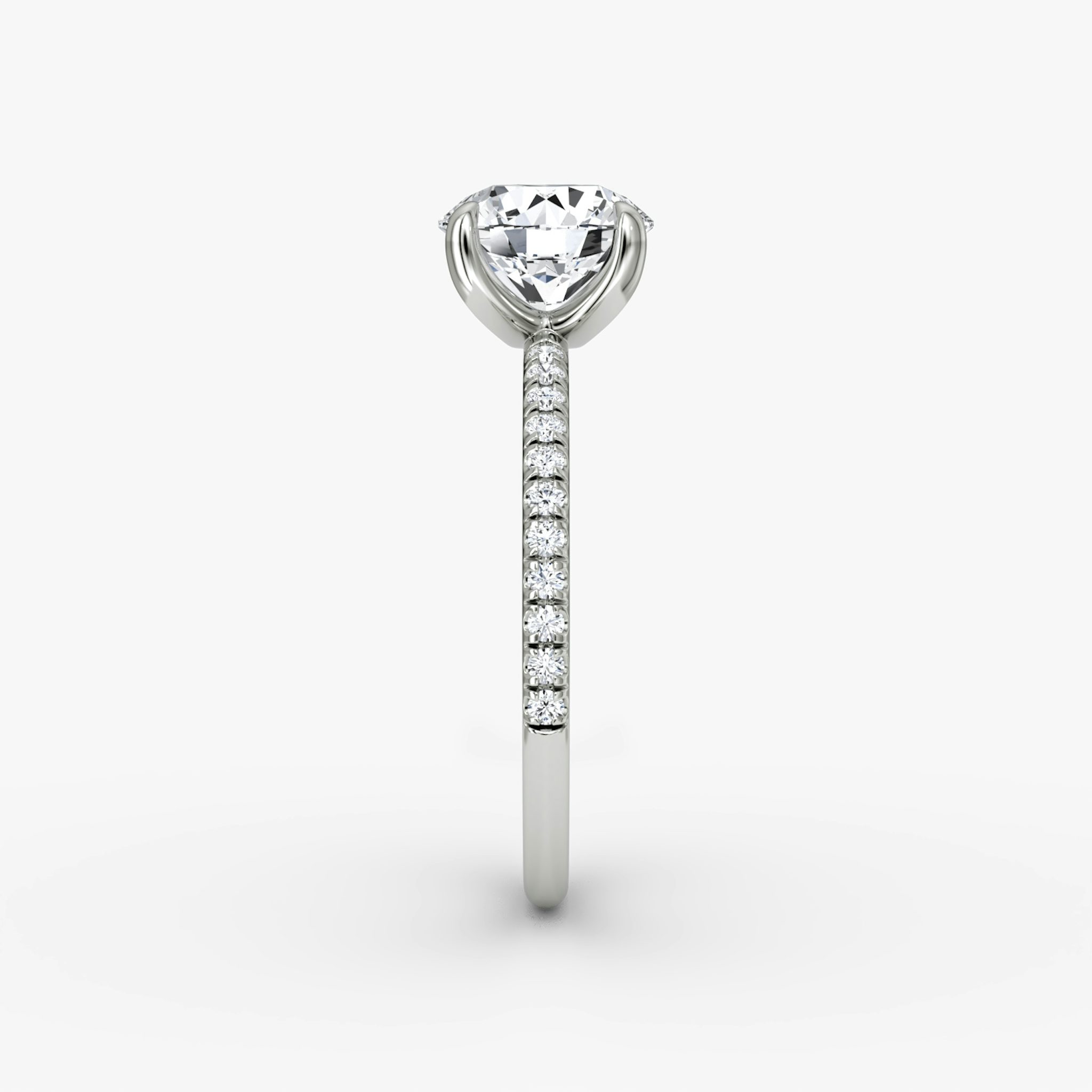 The Classic | Round Brilliant | Platinum | bandAccent: Plain | bandWidth: standard | caratWeight: 1.0ct | diamondOrientation: vertical