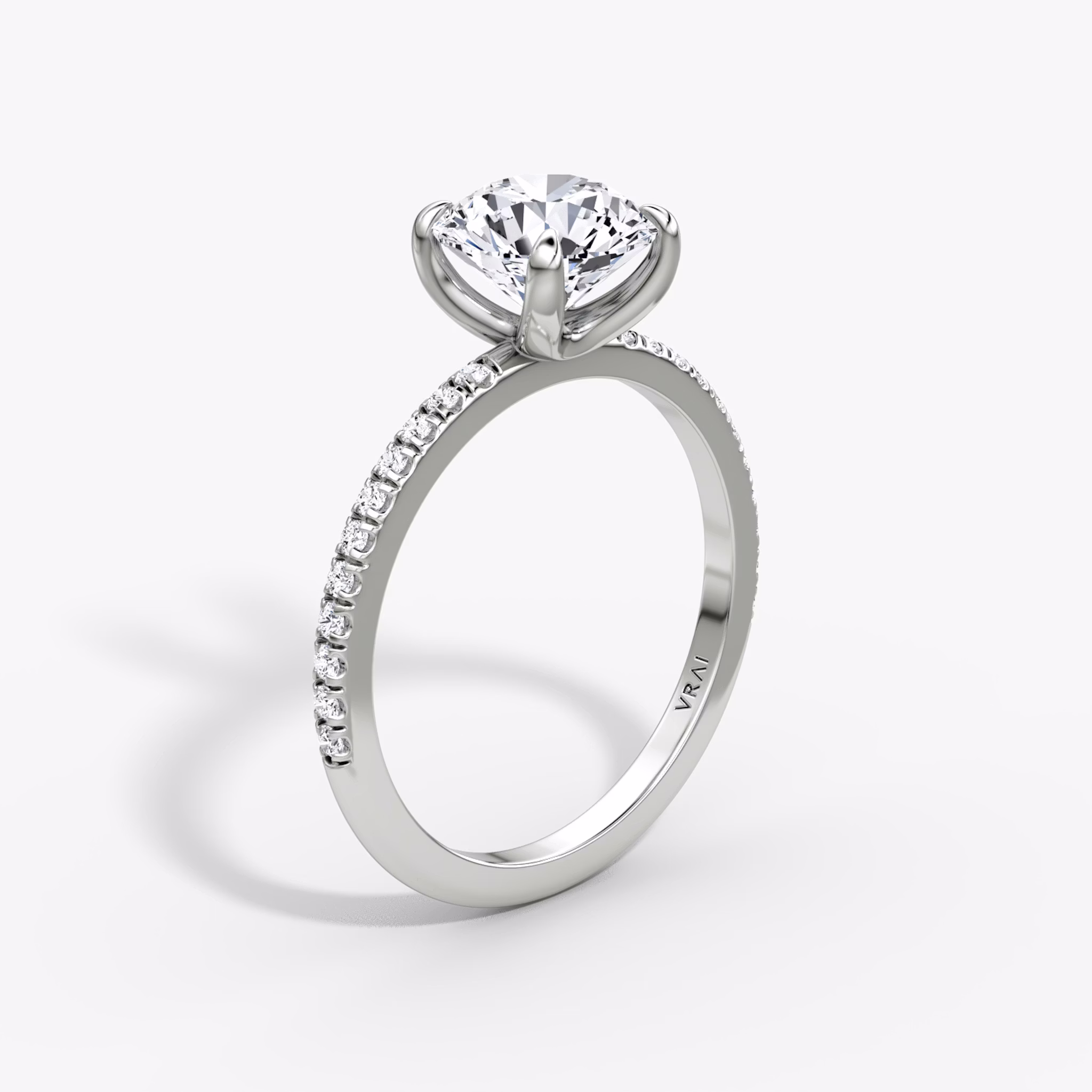 The Classic | Round Brilliant | Platinum | bandAccent: Plain | bandWidth: standard | caratWeight: 1.0ct | diamondOrientation: vertical