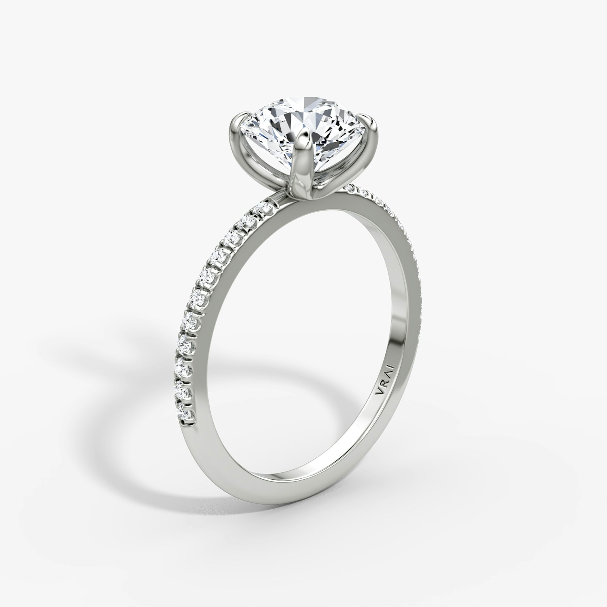 The Classic | Round Brilliant | Platinum | bandAccent: Plain | bandWidth: standard | caratWeight: 1.0ct | diamondOrientation: vertical