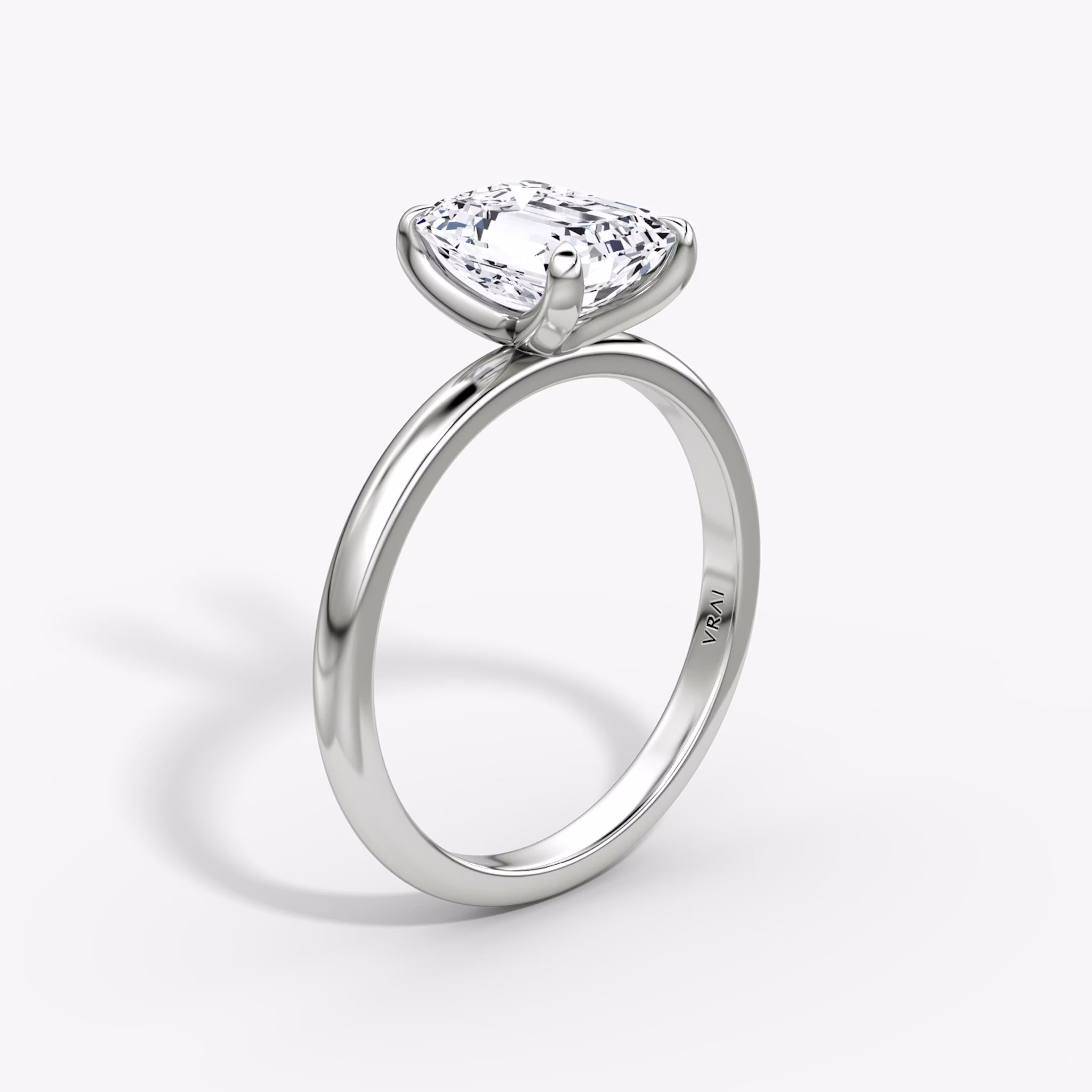 The Classic | Emerald | 18k | White Gold | bandAccent: Plain | bandWidth: large | diamondOrientation: vertical | caratWeight: other