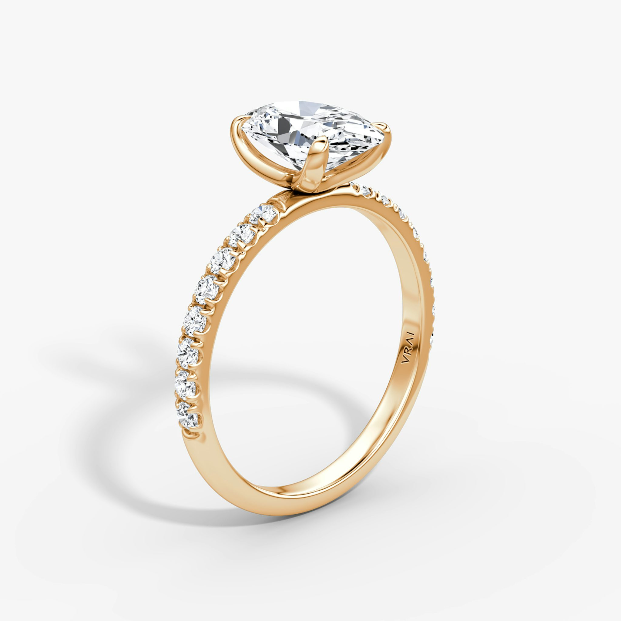 The Classic | Oval | 14k | Rose Gold | bandAccent: Pavé | bandWidth: large | diamondOrientation: vertical | caratWeight: other
