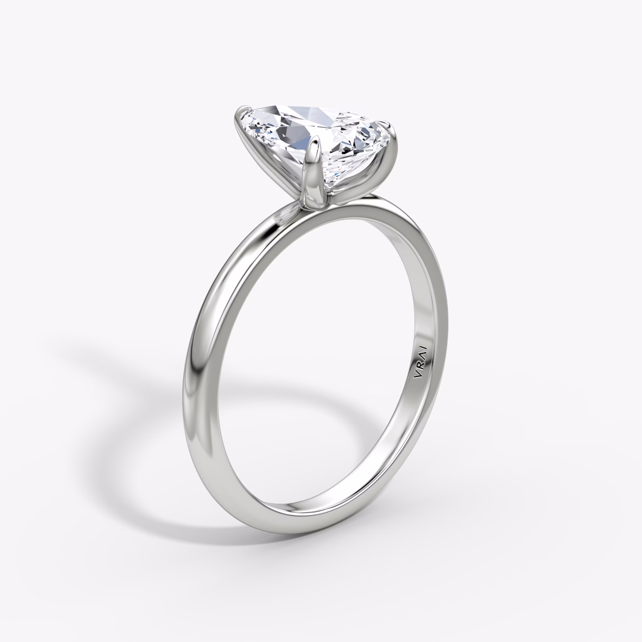 The Classic | Pear | 18k | White Gold | bandAccent: Plain | bandWidth: large | diamondOrientation: vertical | caratWeight: other