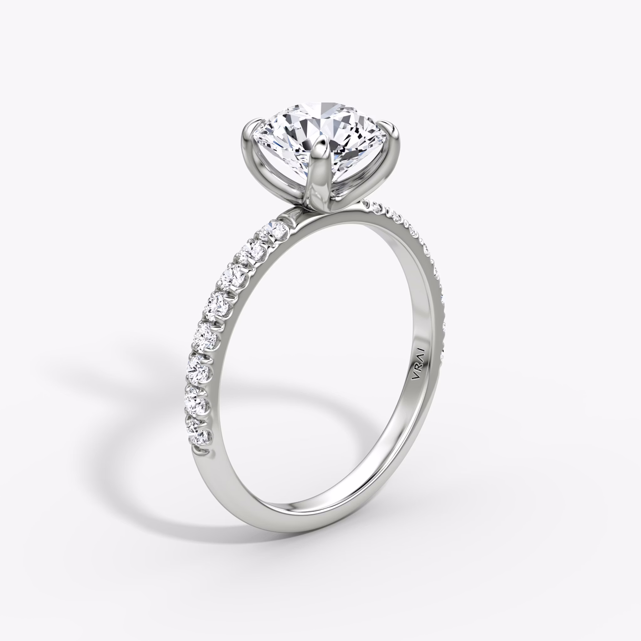 The Classic | Round Brilliant | 18k | White Gold | bandAccent: Pavé | bandWidth: large | caratWeight: other | diamondOrientation: vertical