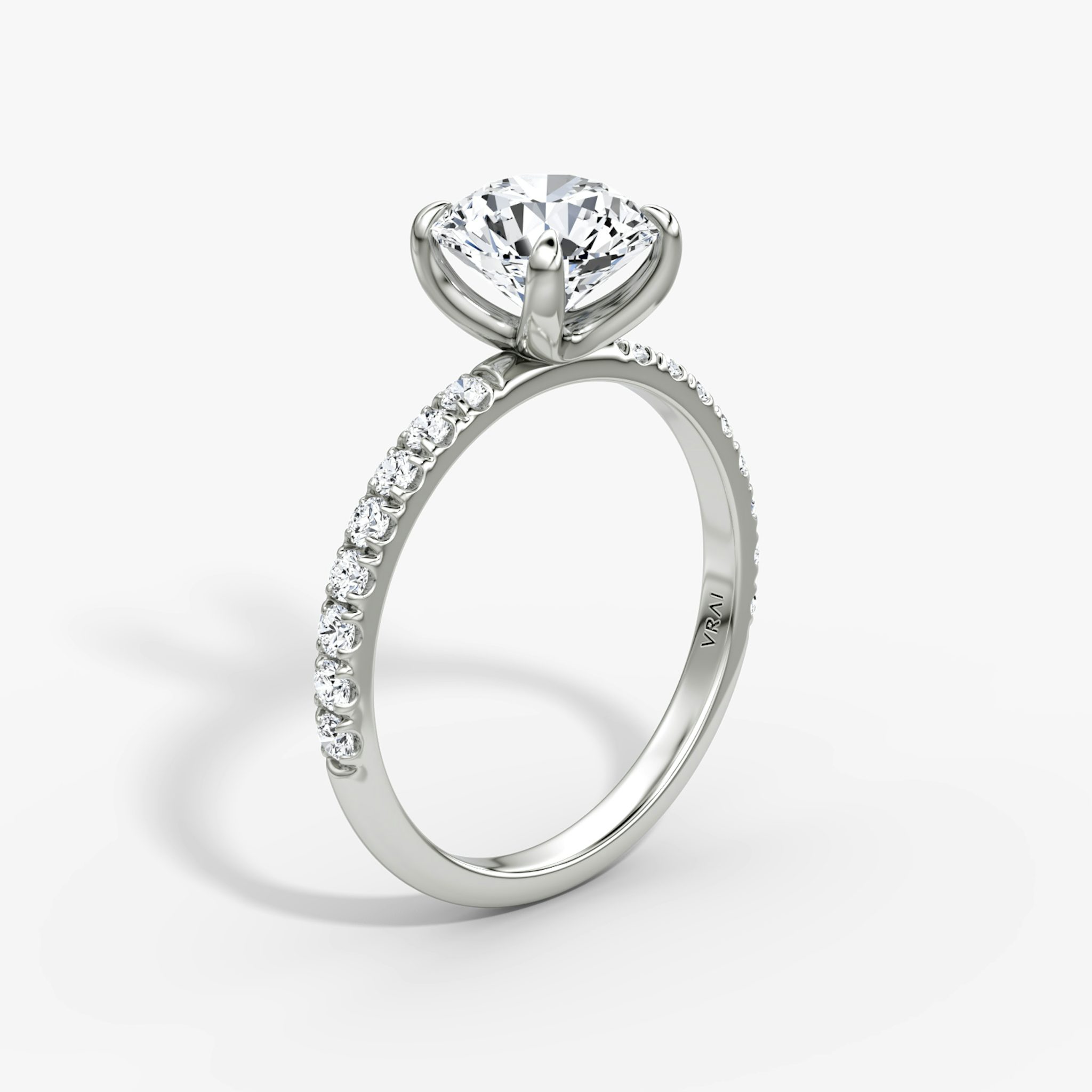 The Classic | Round Brilliant | 18k | White Gold | bandAccent: Pavé | bandWidth: large | caratWeight: other | diamondOrientation: vertical