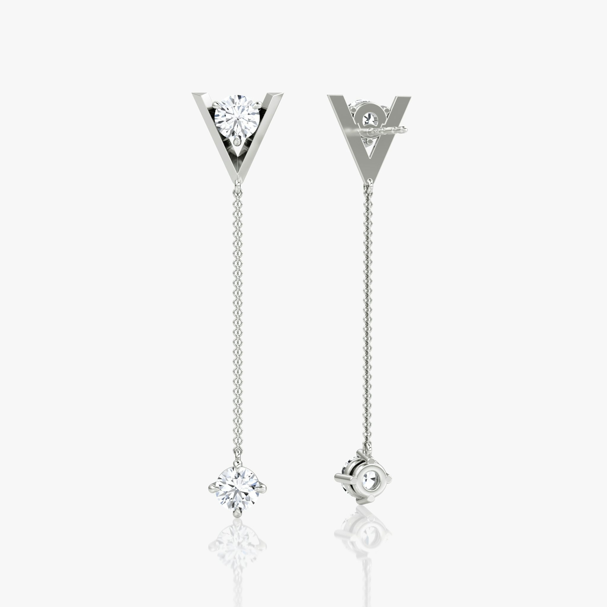 VRAI V Duo Dangle Earring | Round Brilliant and Round Brilliant | 14k | White Gold