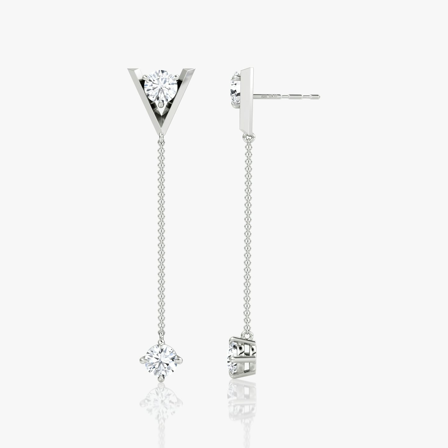 VRAI V Duo Dangle Earring | Round Brilliant and Round Brilliant | 14k | White Gold