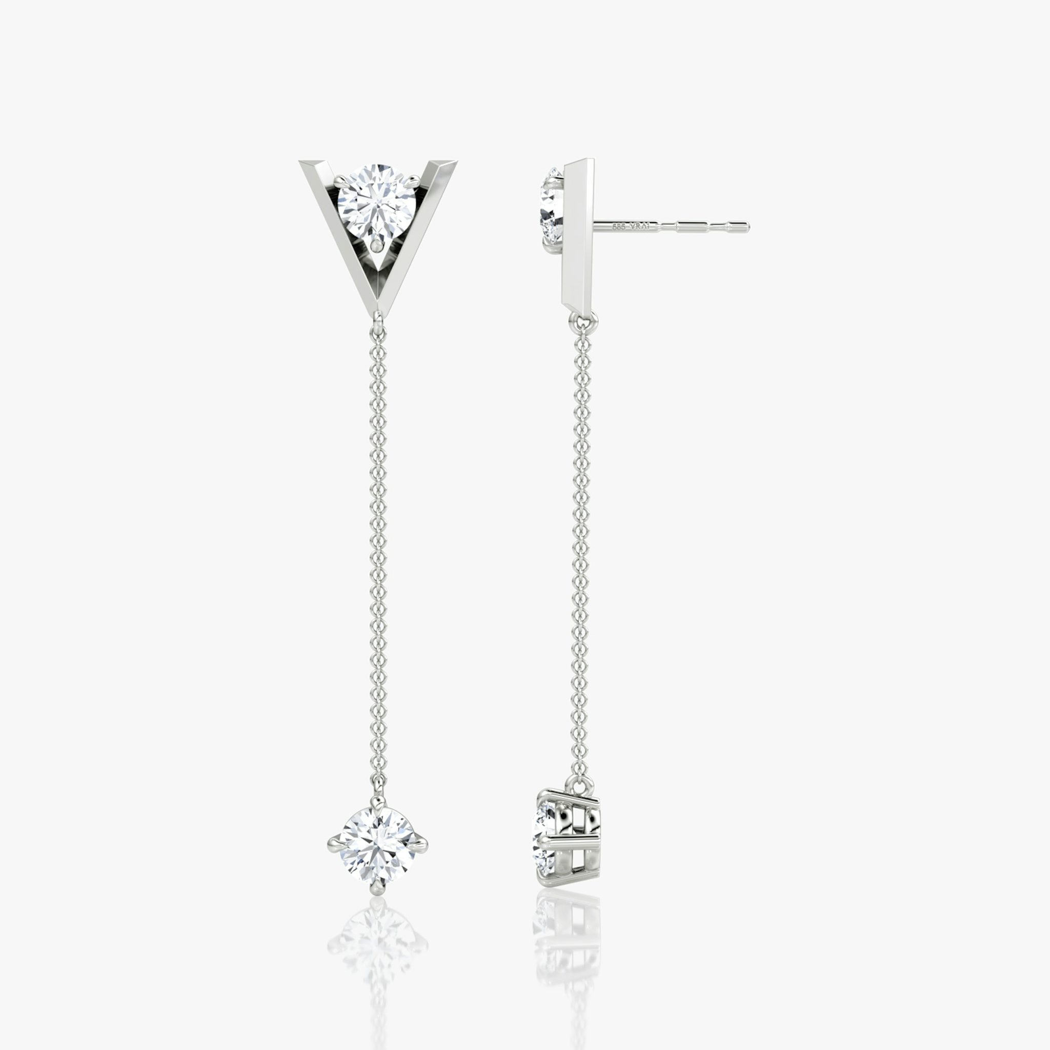 VRAI V Duo Dangle Earring | Round Brilliant and Round Brilliant | 14k | White Gold