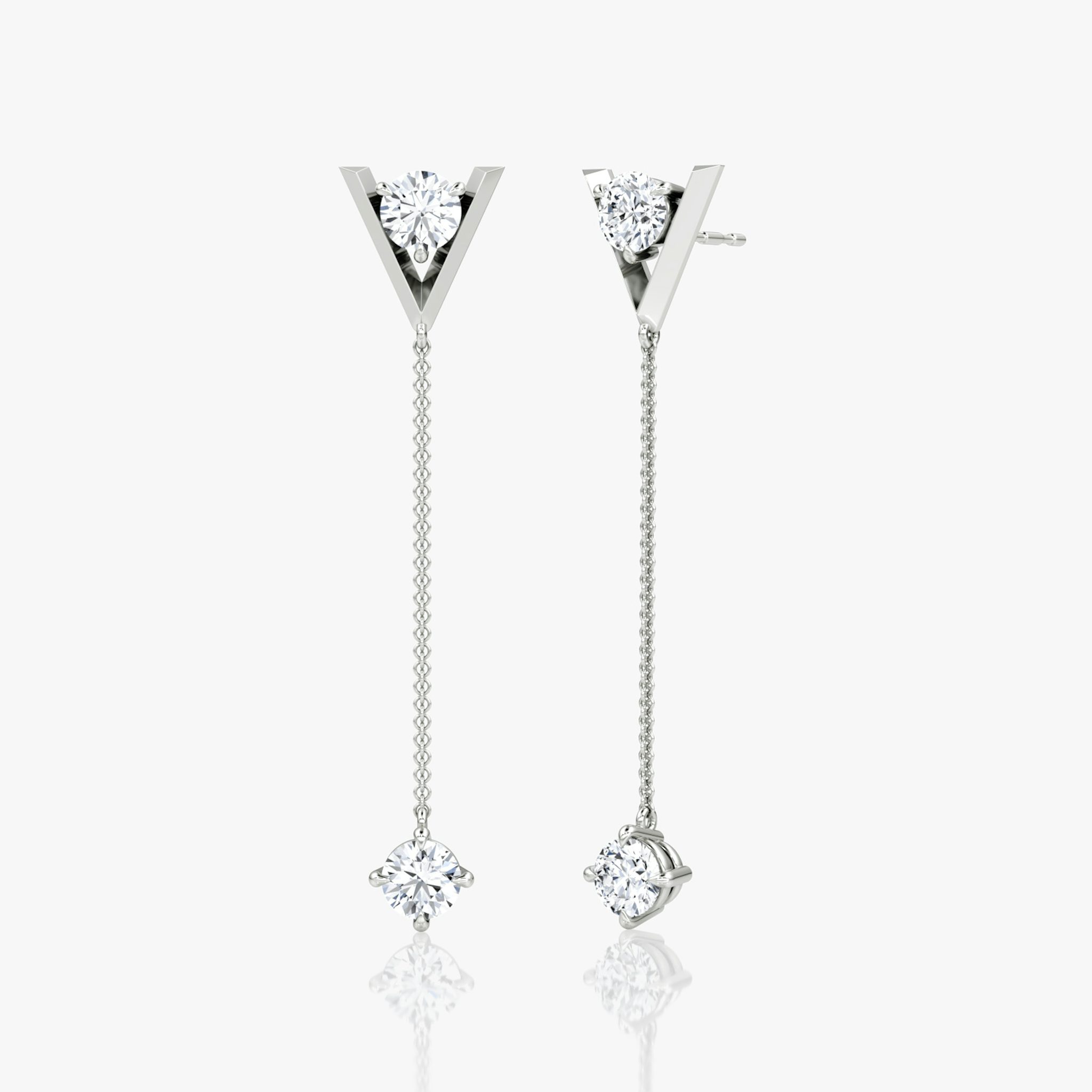 VRAI V Duo Dangle Earring | Round Brilliant and Round Brilliant | 14k | White Gold