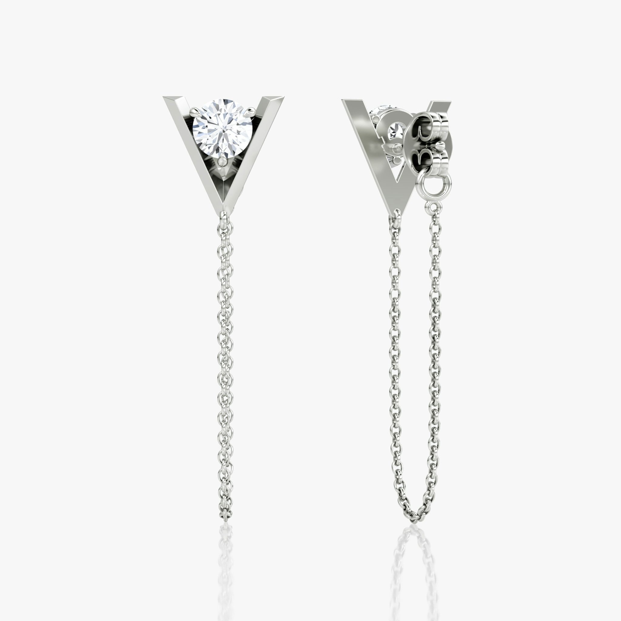 VRAI V Linked Earring | Round Brilliant | 14k | White Gold