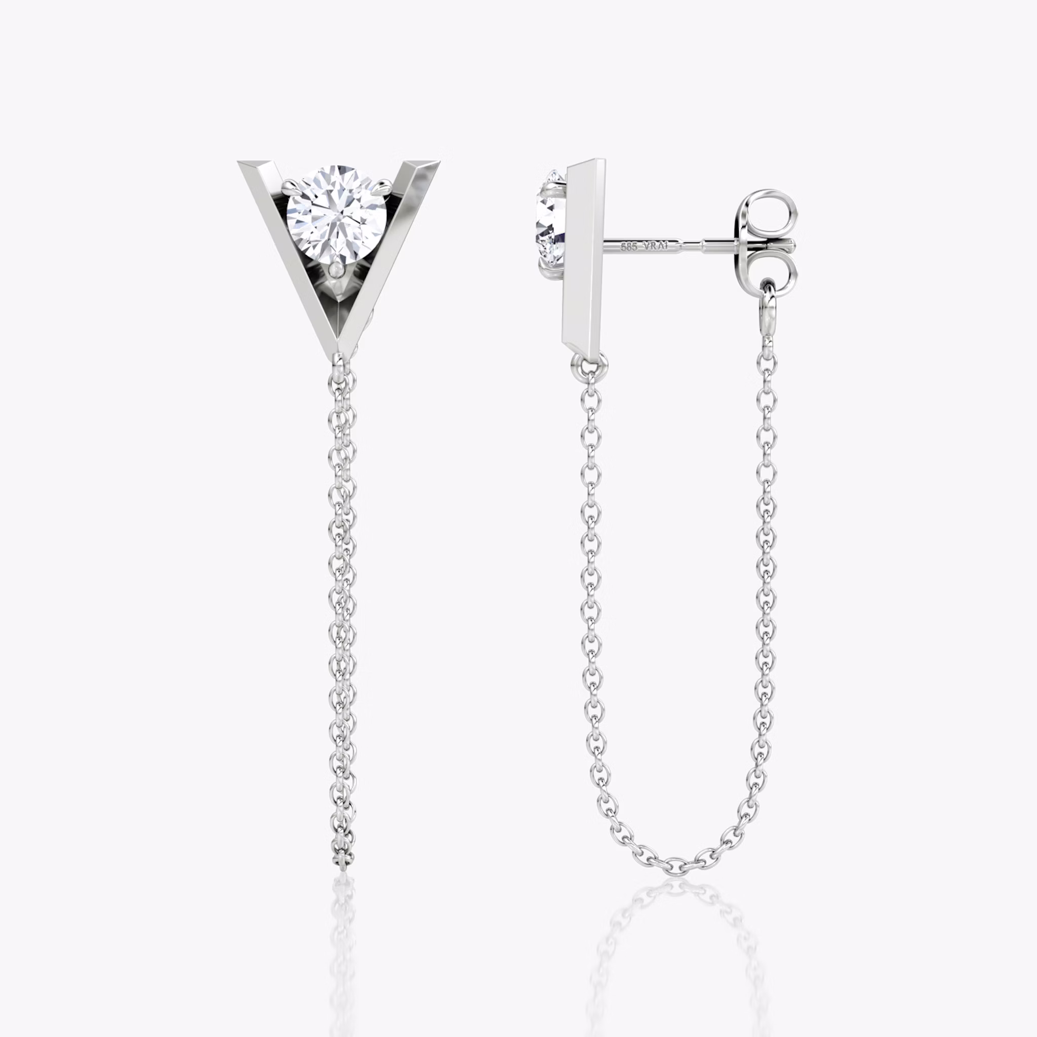 VRAI V Linked Earring | Round Brilliant | 14k | White Gold