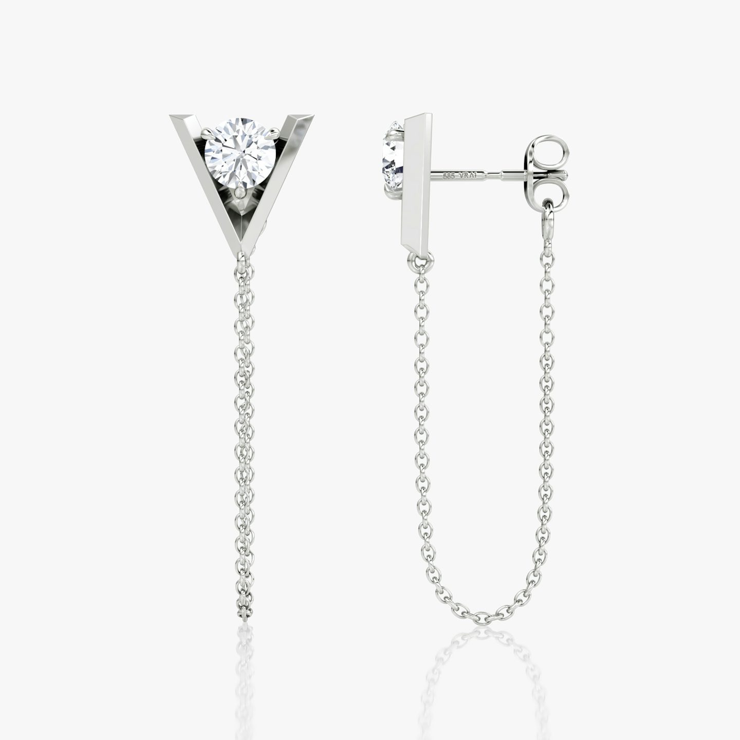 Pendiente VRAI V Linked | Brillante | 14k | Oro blanco