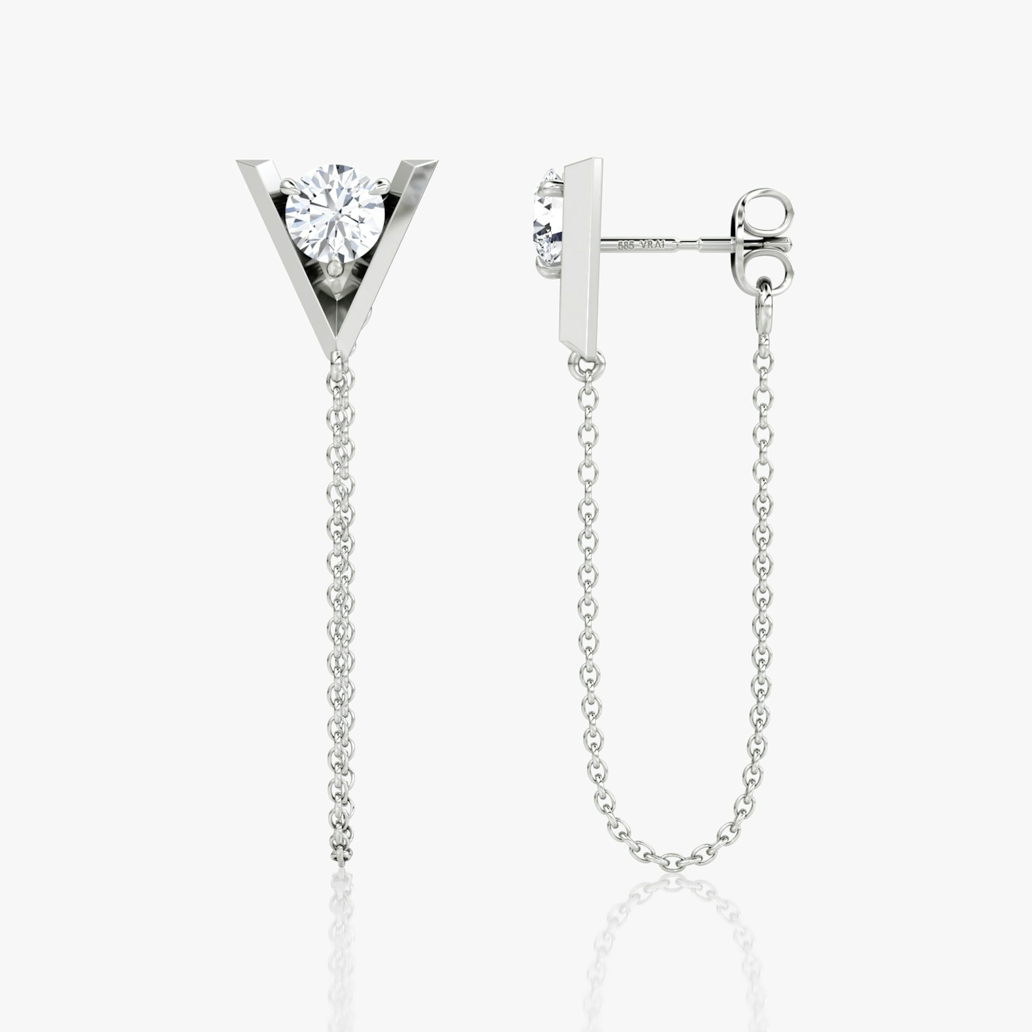 VRAI V Linked Earring | Round Brilliant | 14k | White Gold