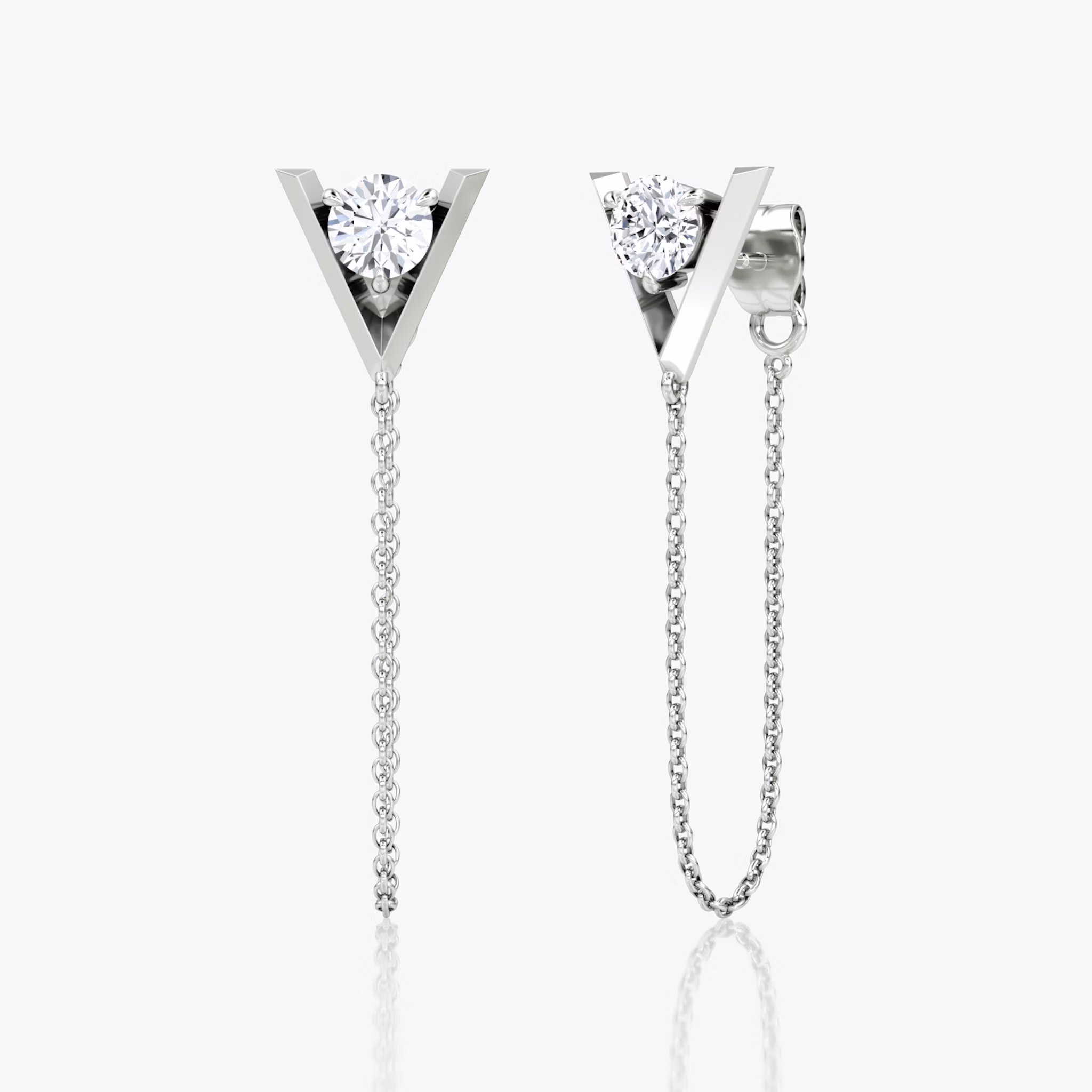 VRAI V Linked Earring | Round Brilliant | 14k | White Gold