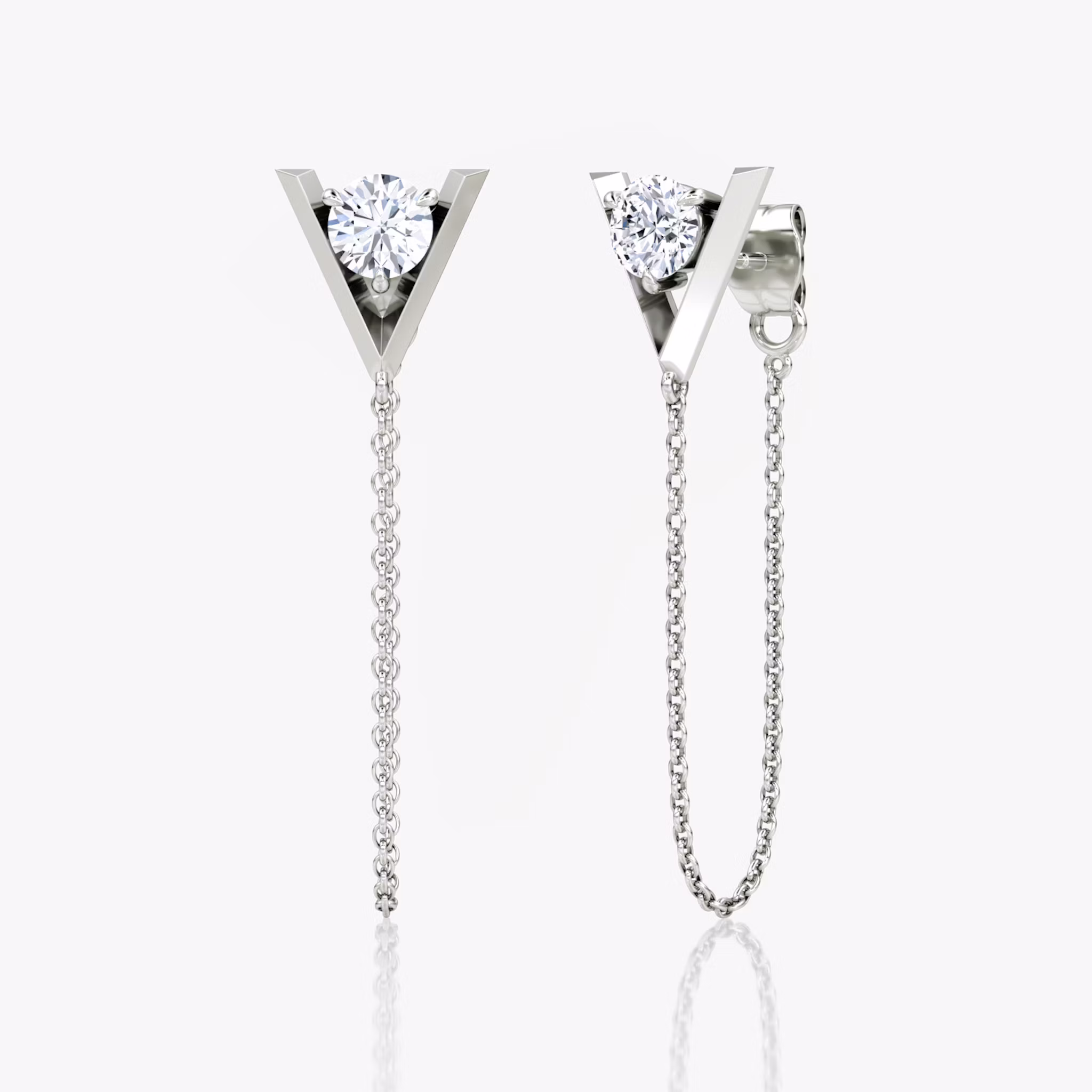 VRAI V Linked Earring Round Brilliant | White Gold