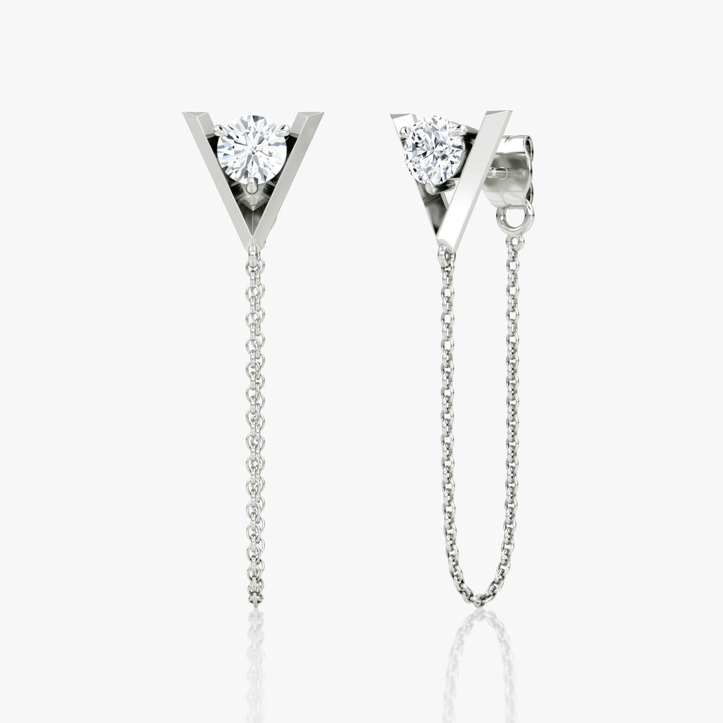 Pendiente VRAI V Linked | Brillante | 14k | Oro blanco