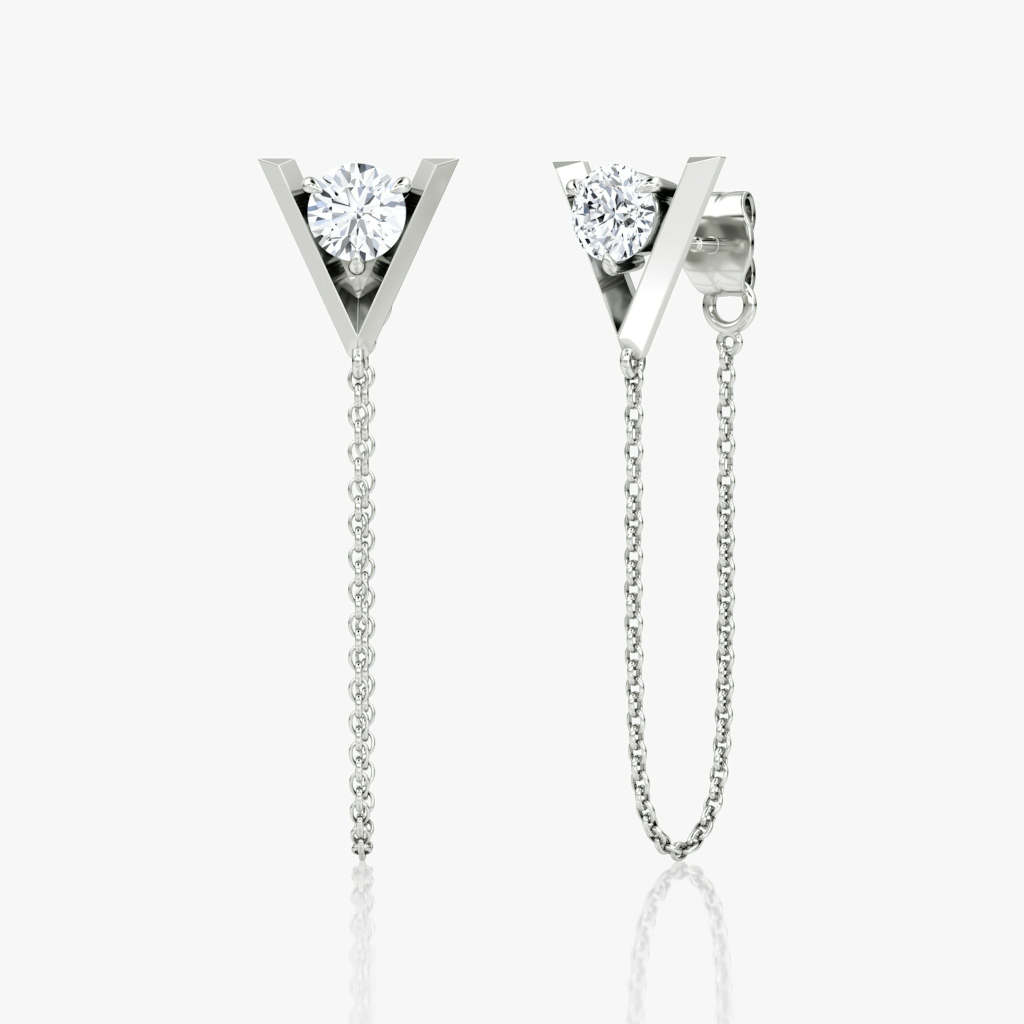 VRAI V Linked Earring | Round Brilliant | 14k | White Gold