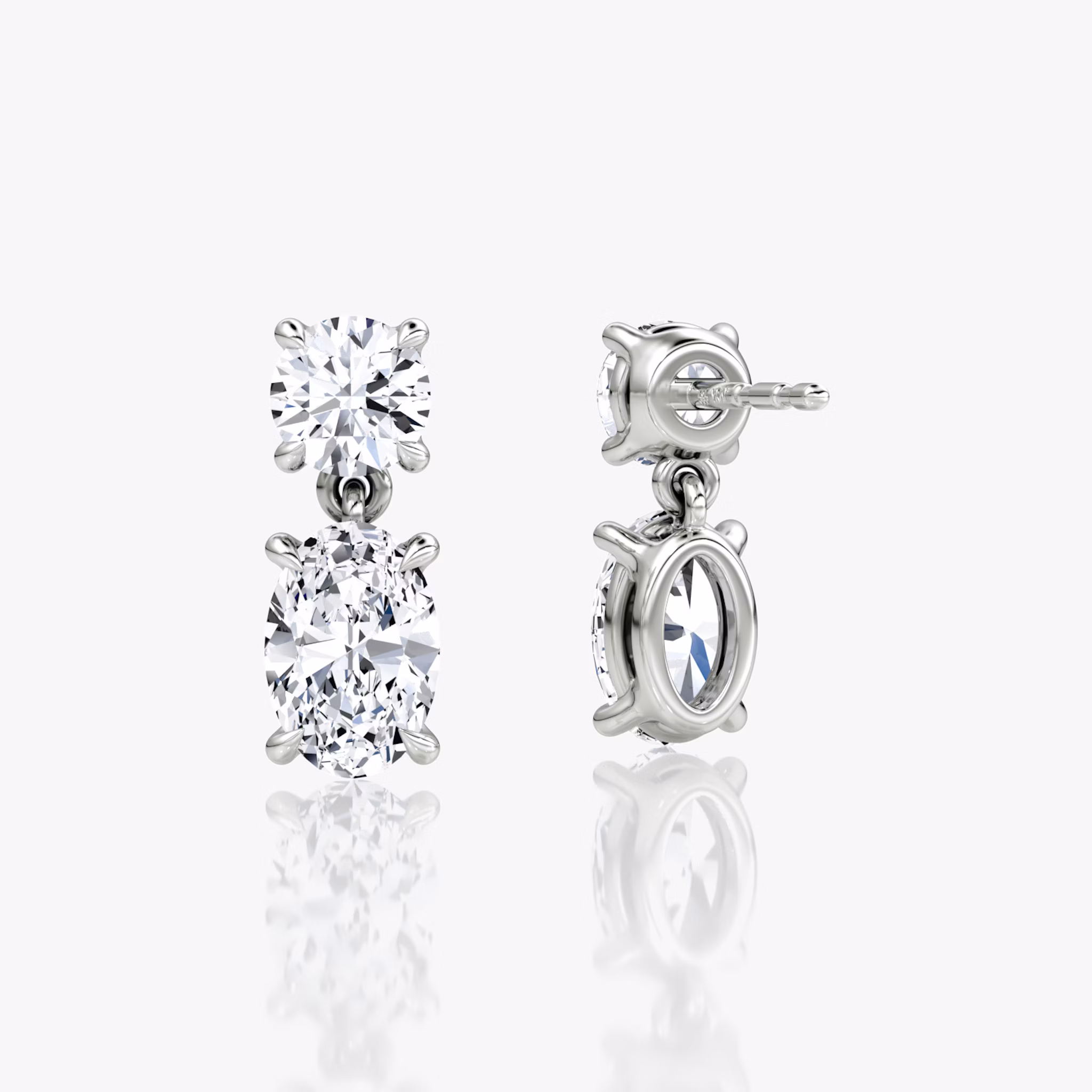 Signature Drop Earring | Round Brilliant and Oval | 14k | White Gold | caratWeight: 0.75ct