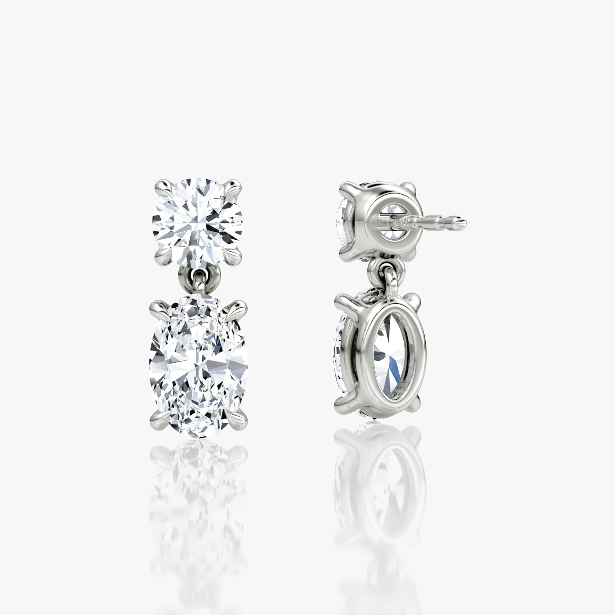 Signature Drop Earring | Round Brilliant and Oval | 14k | White Gold | caratWeight: 0.75ct