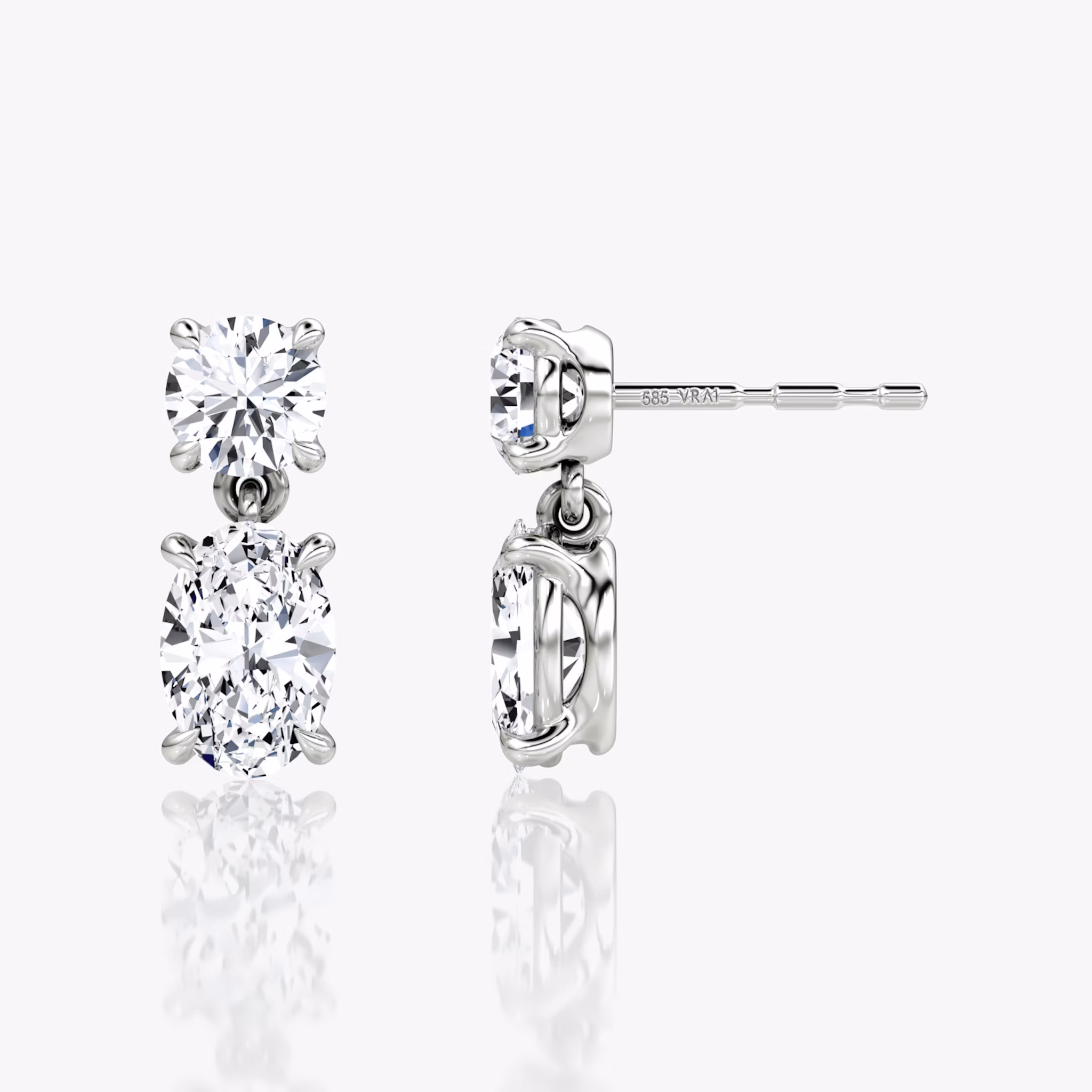Signature Drop Earring | Round Brilliant and Oval | 14k | White Gold | caratWeight: 0.75ct