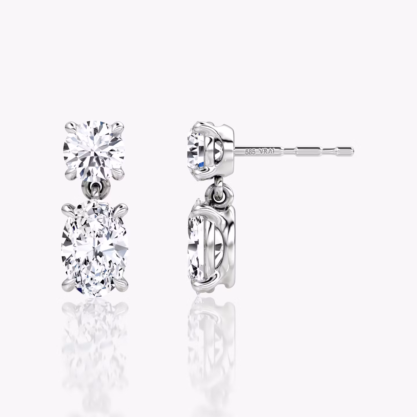 Signature Drop Earring | Round Brilliant and Oval | 14k | White Gold | caratWeight: 0.75ct