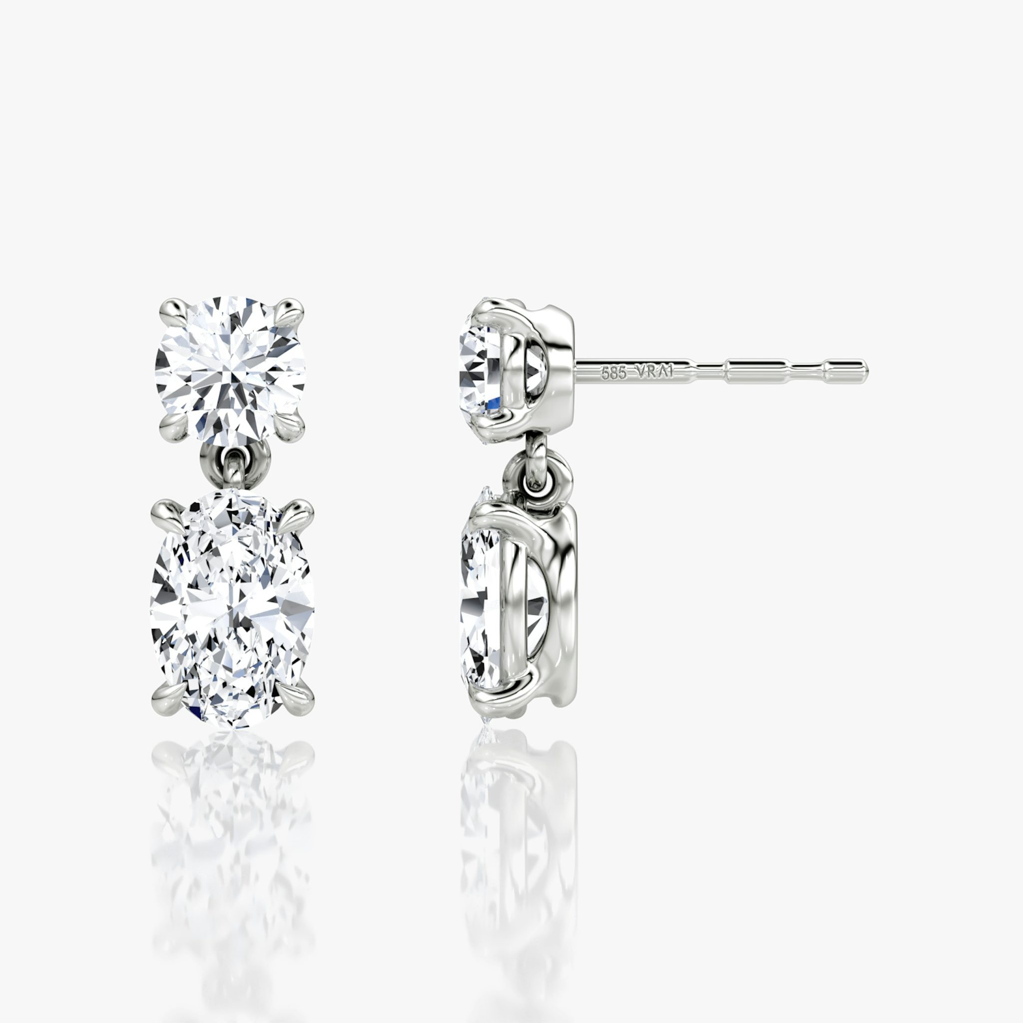 Signature Drop Earring | Round Brilliant and Oval | 14k | White Gold | caratWeight: 0.75ct