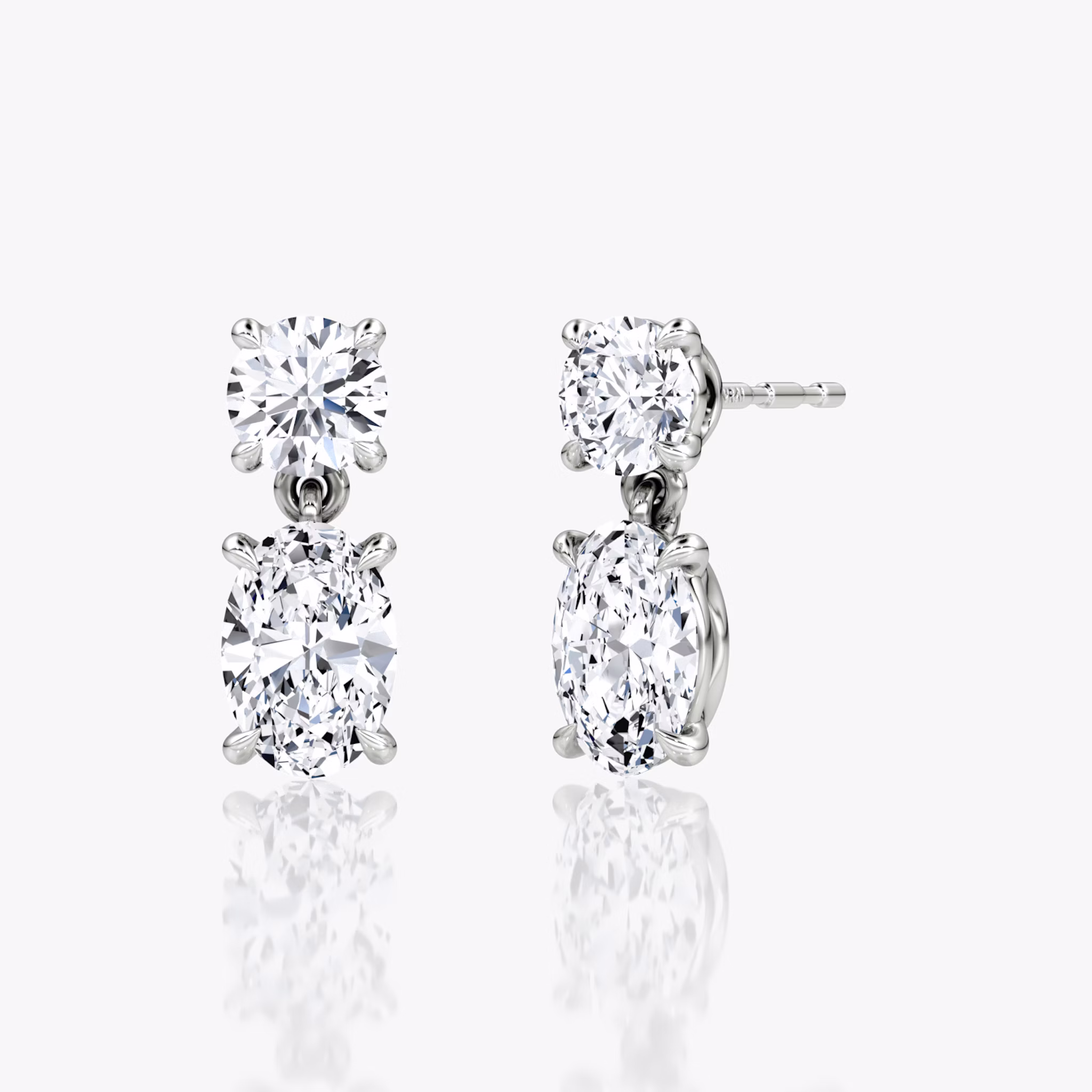 Signature Drop Earring | Round Brilliant and Oval | 14k | White Gold | caratWeight: 0.75ct