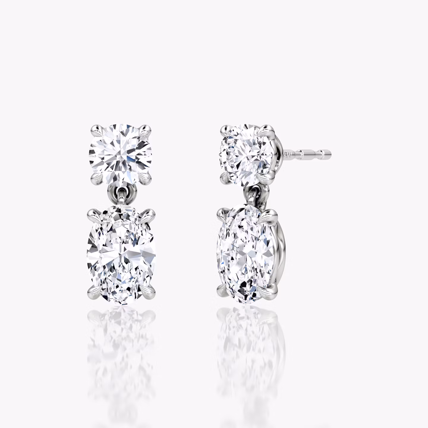 Signature Drop Earring | Round Brilliant and Oval | 14k | White Gold | caratWeight: 0.75ct