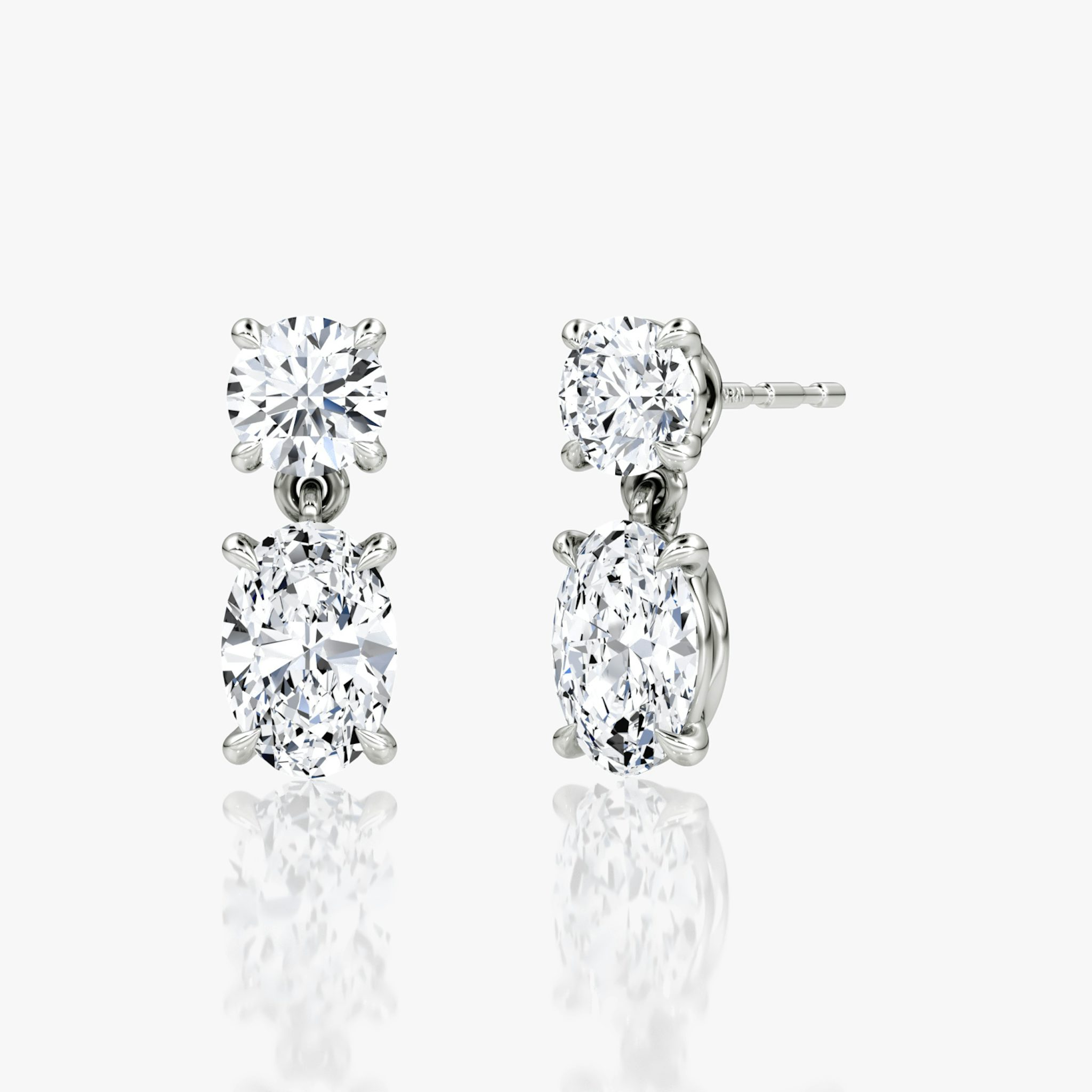 Signature Drop Earring | Round Brilliant and Oval | 14k | White Gold | caratWeight: 0.75ct