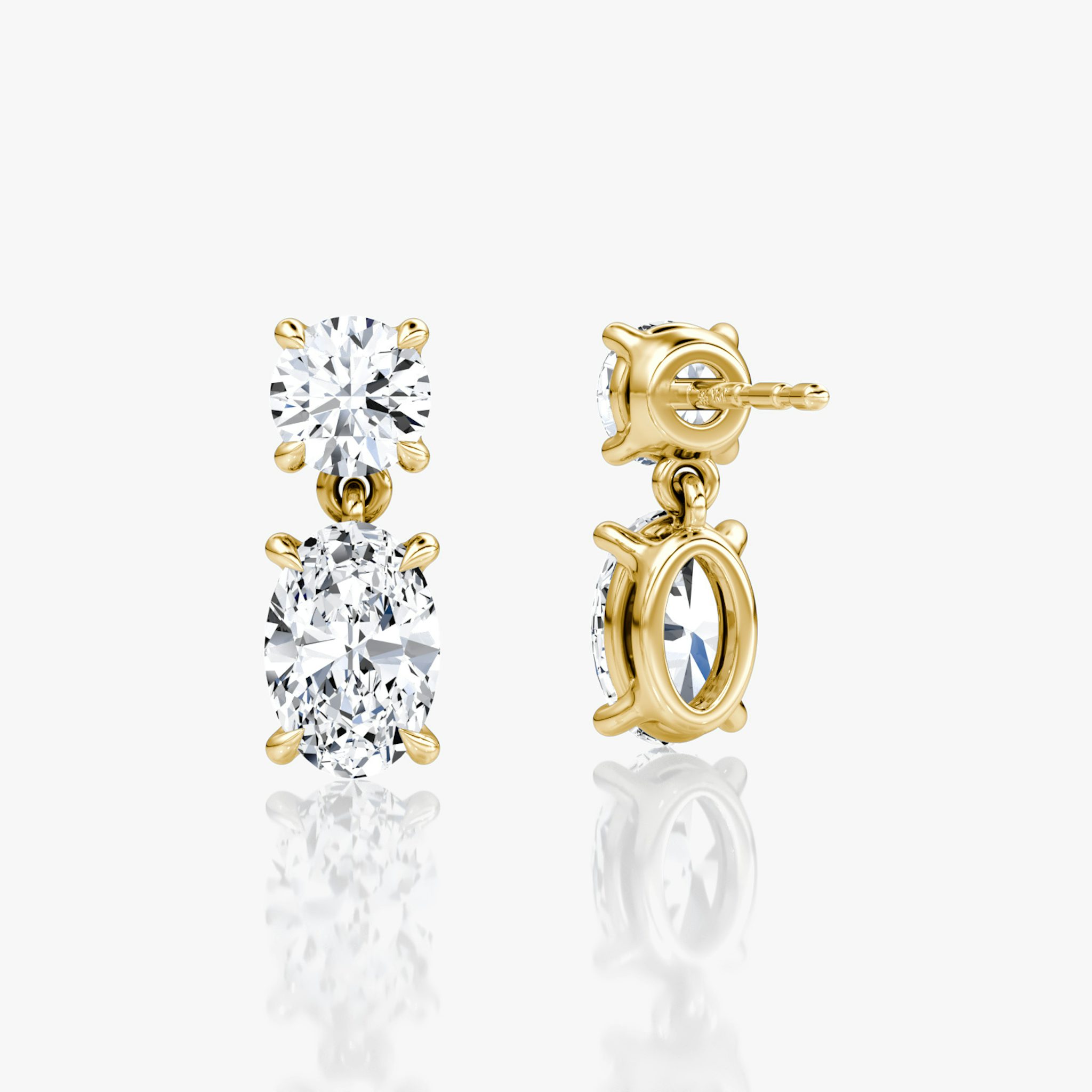 Signature Drop Earring | Round Brilliant and Oval | 14k | Yellow Gold | caratWeight: 0.75ct