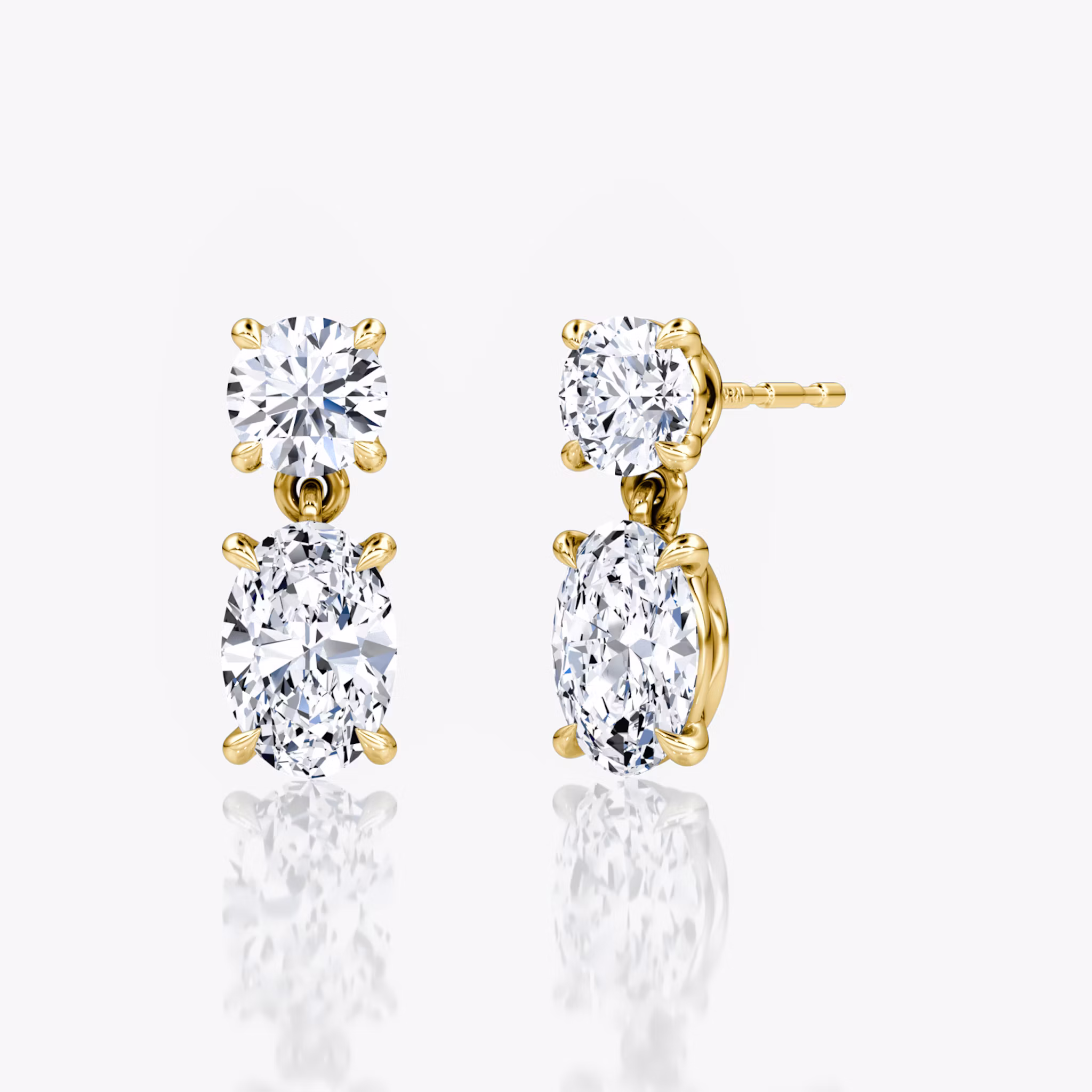 Signature Drop Earring Round Brilliant and Oval | Yellow Gold