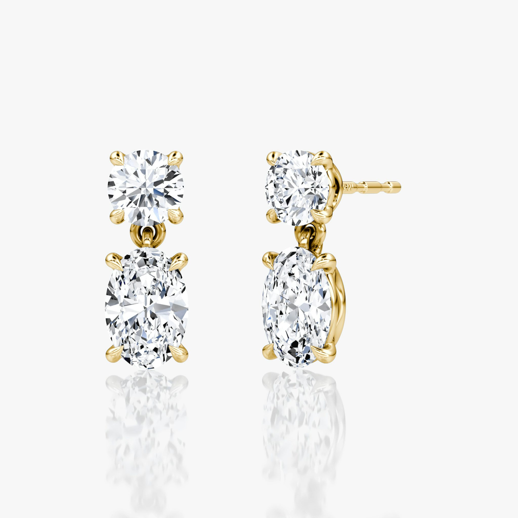 Signature Drop Earring | Round Brilliant and Oval | 14k | Yellow Gold | caratWeight: 0.75ct