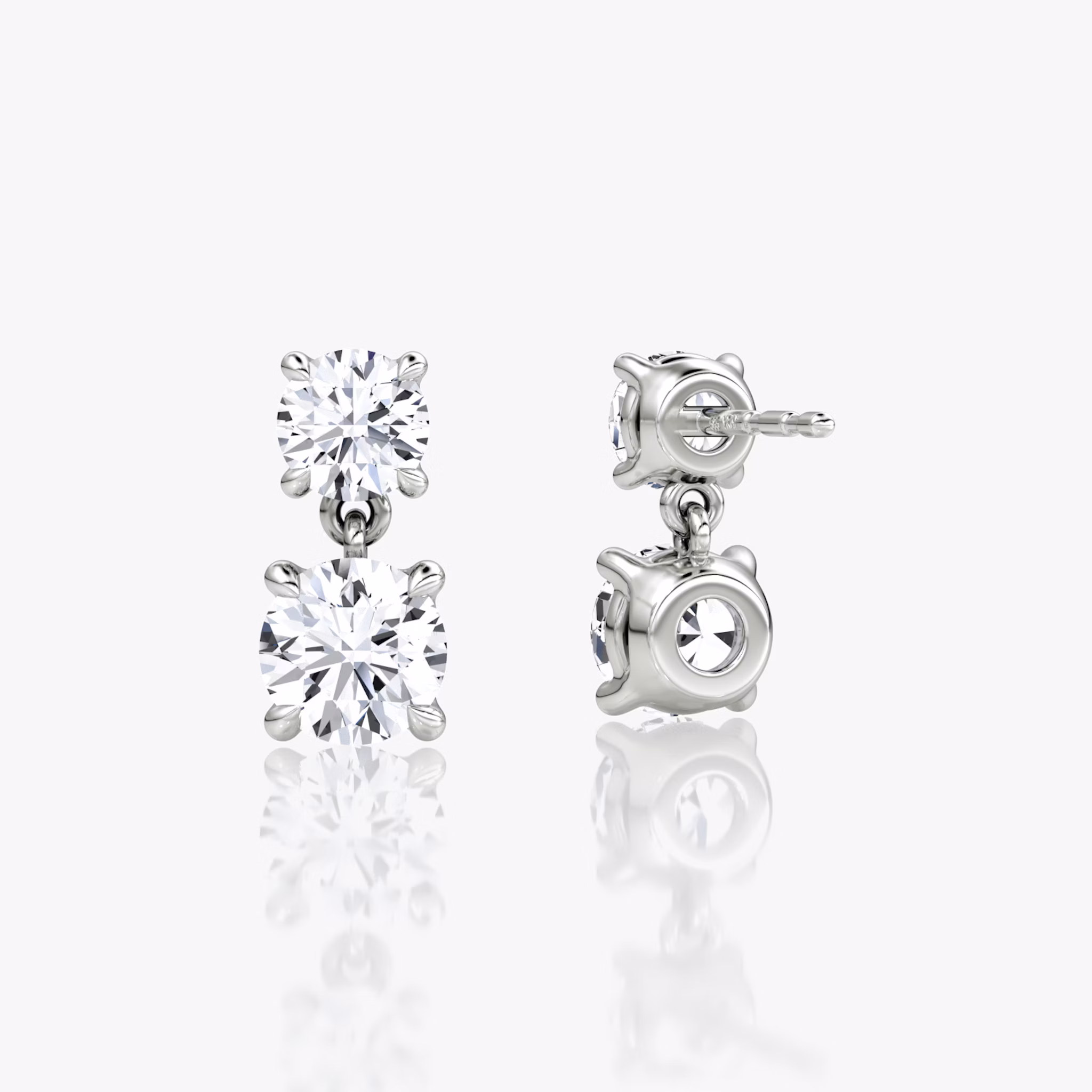 Signature Drop Earring | Round Brilliant and Round Brilliant | 14k | White Gold | caratWeight: 0.75ct