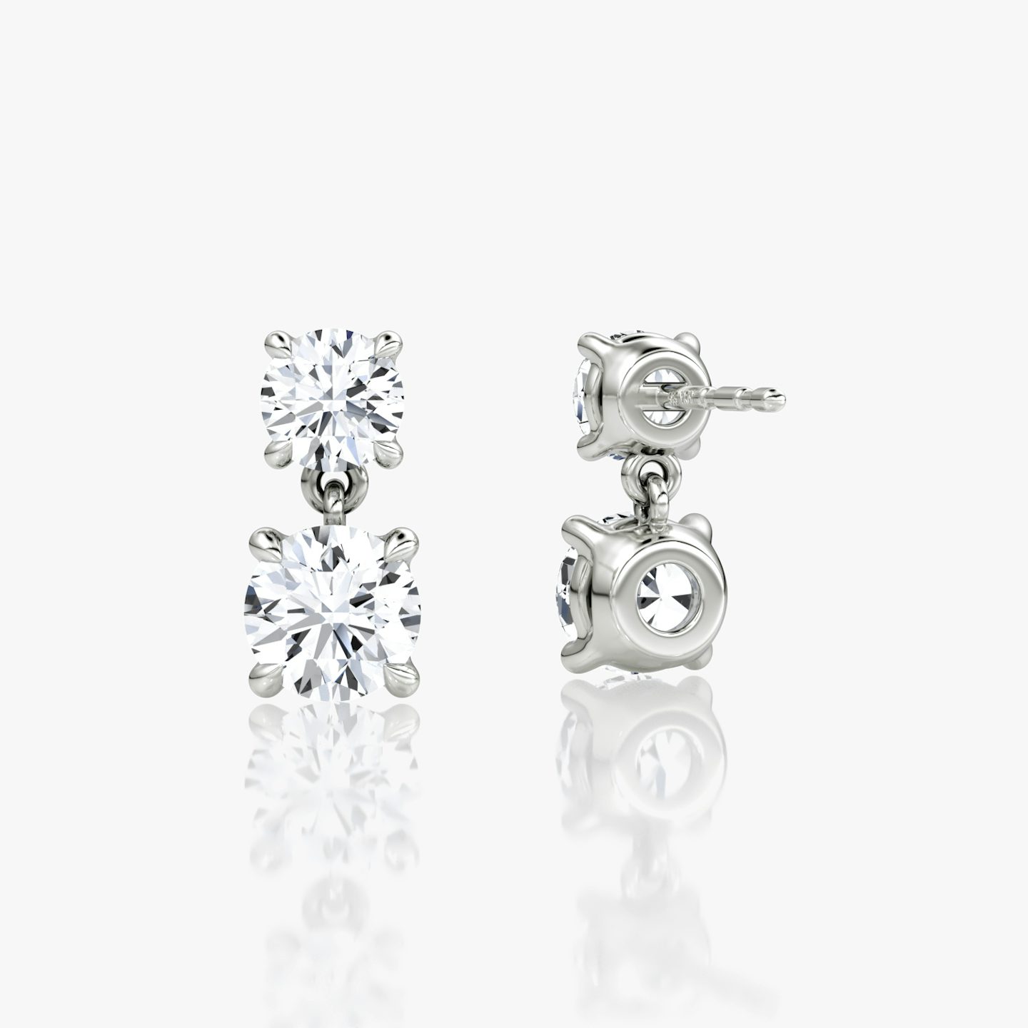 Signature Drop Earring | Round Brilliant and Round Brilliant | 14k | White Gold | caratWeight: 0.75ct